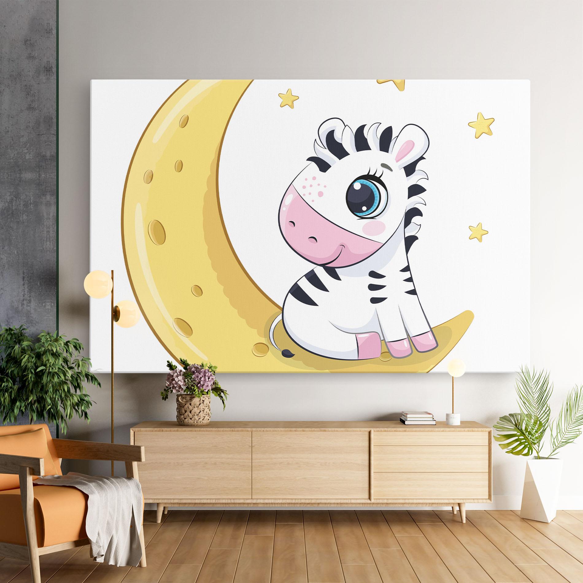 Картина на платно Cute Zebra Moon mockup 9