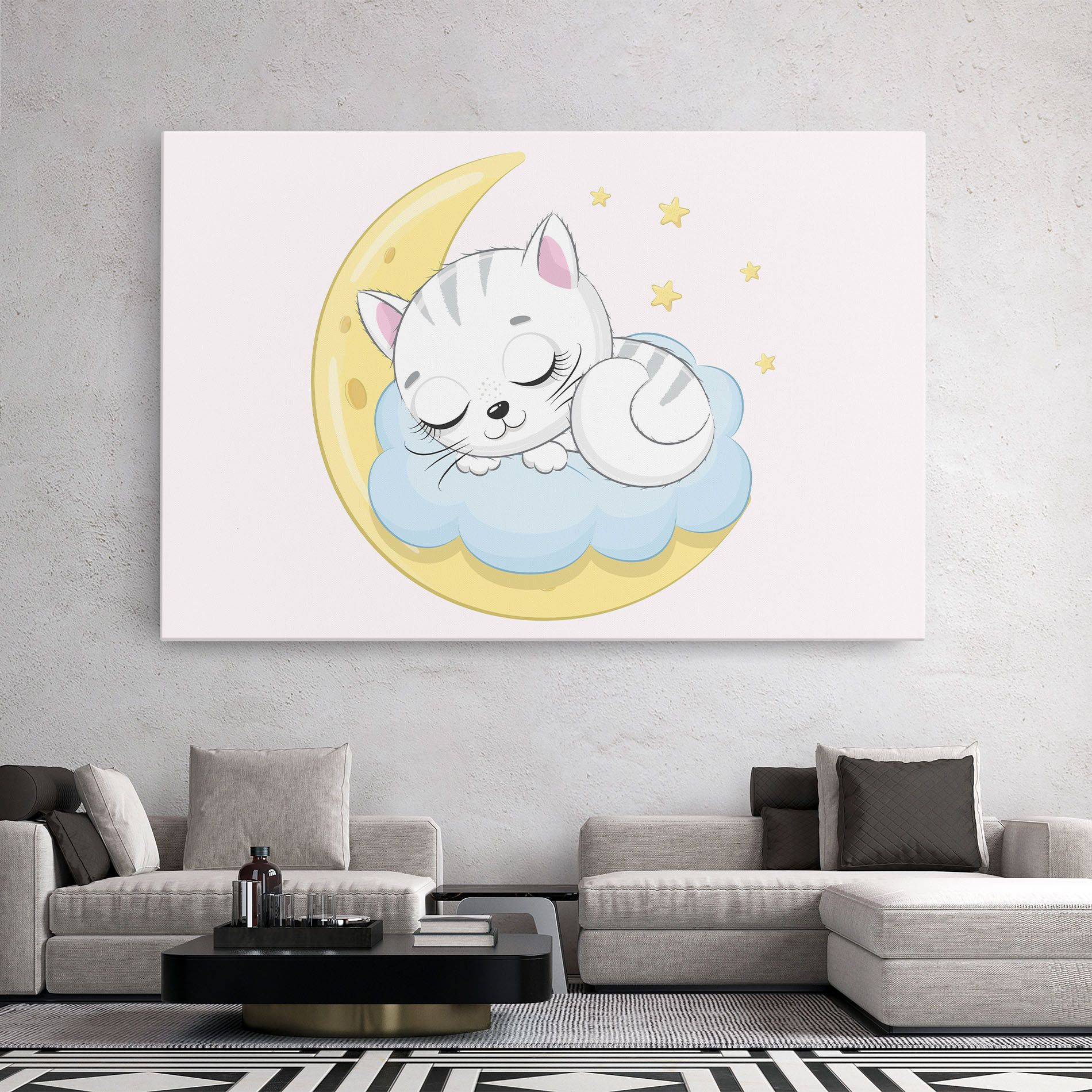 Moon Cat Sleeping mockup 2
