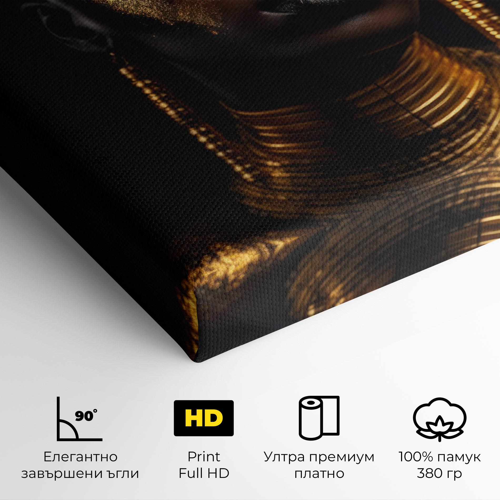 Картина на платно Gold Makeup Black Lips mockup 4