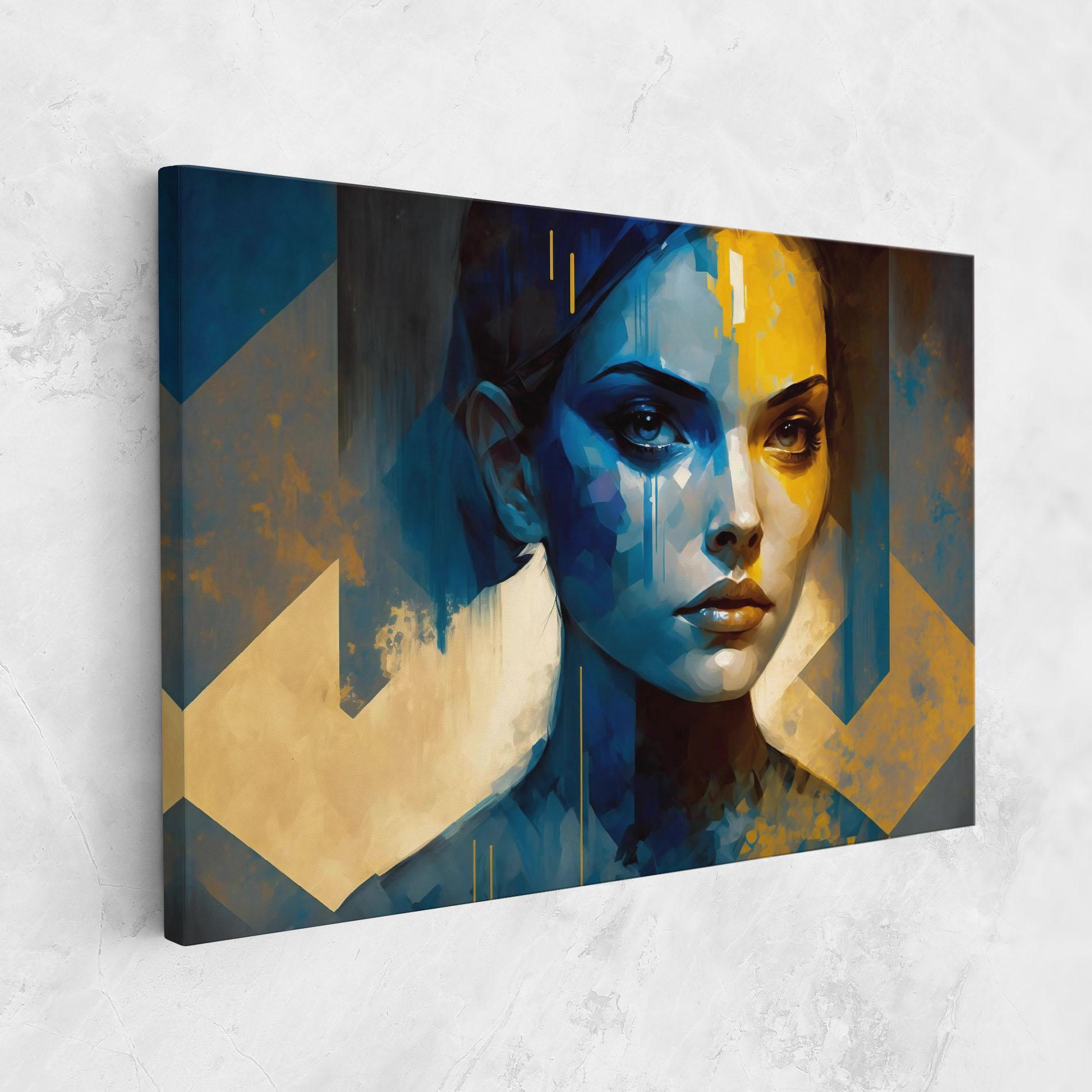 Картина на платно Gold Blue Face mockup 1