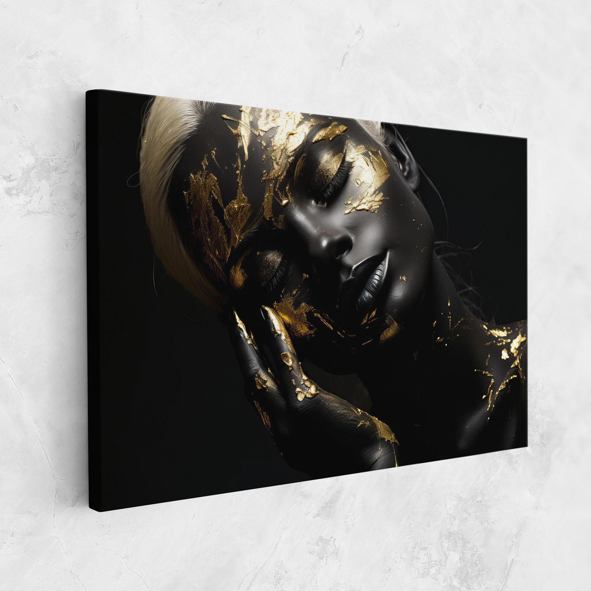 Картина на платно Gold Makeup On Black mockup 1