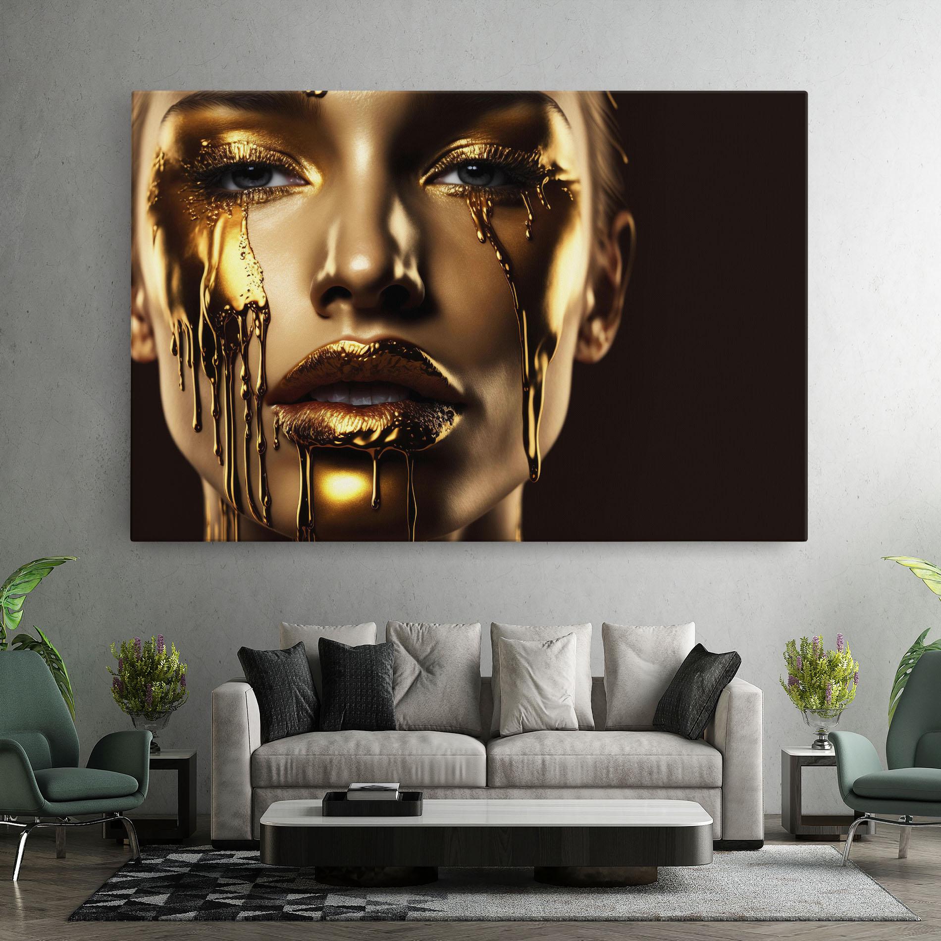 Картина на платно Gold Dripping Makeup mockup 7