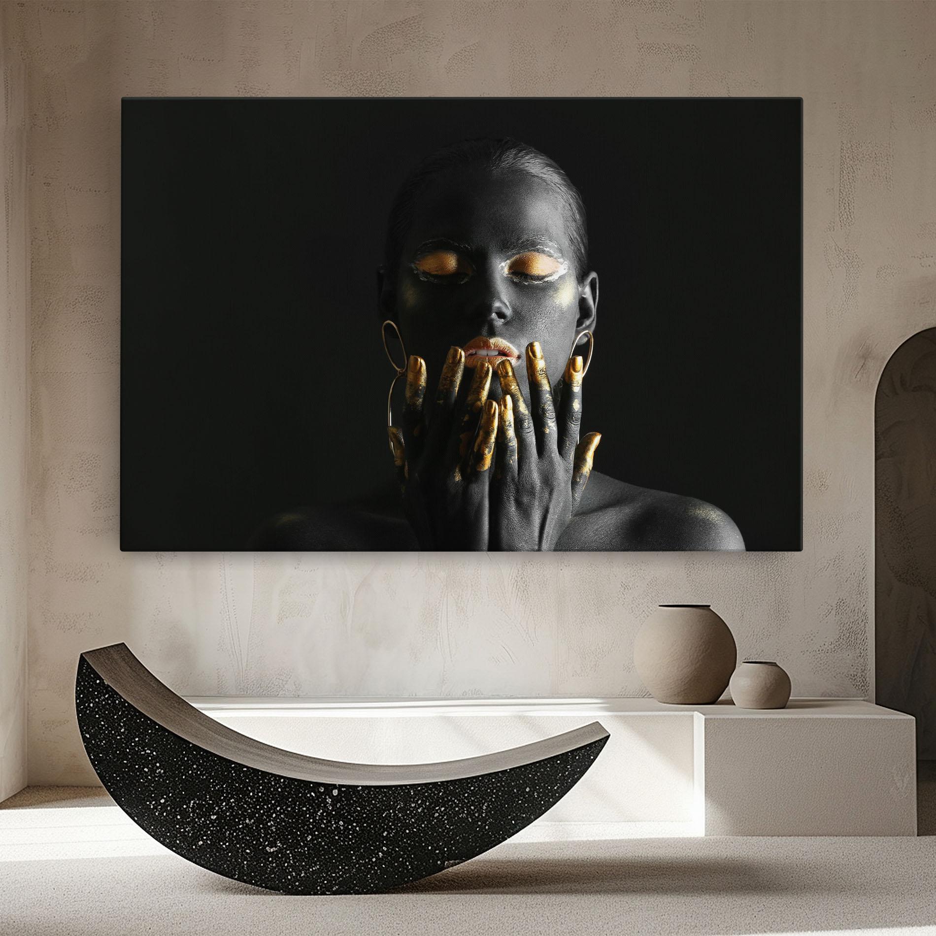 Картина на платно Black Golden Makeup mockup 8