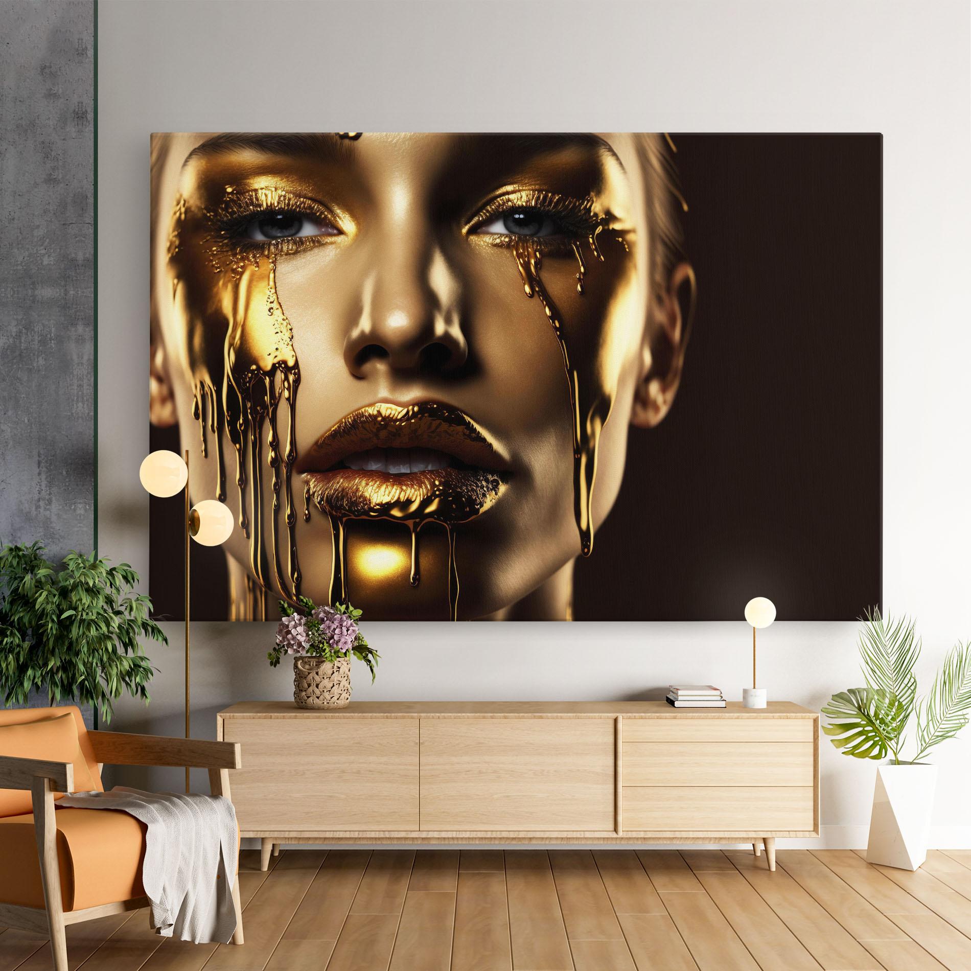 Картина на платно Gold Dripping Makeup mockup 9