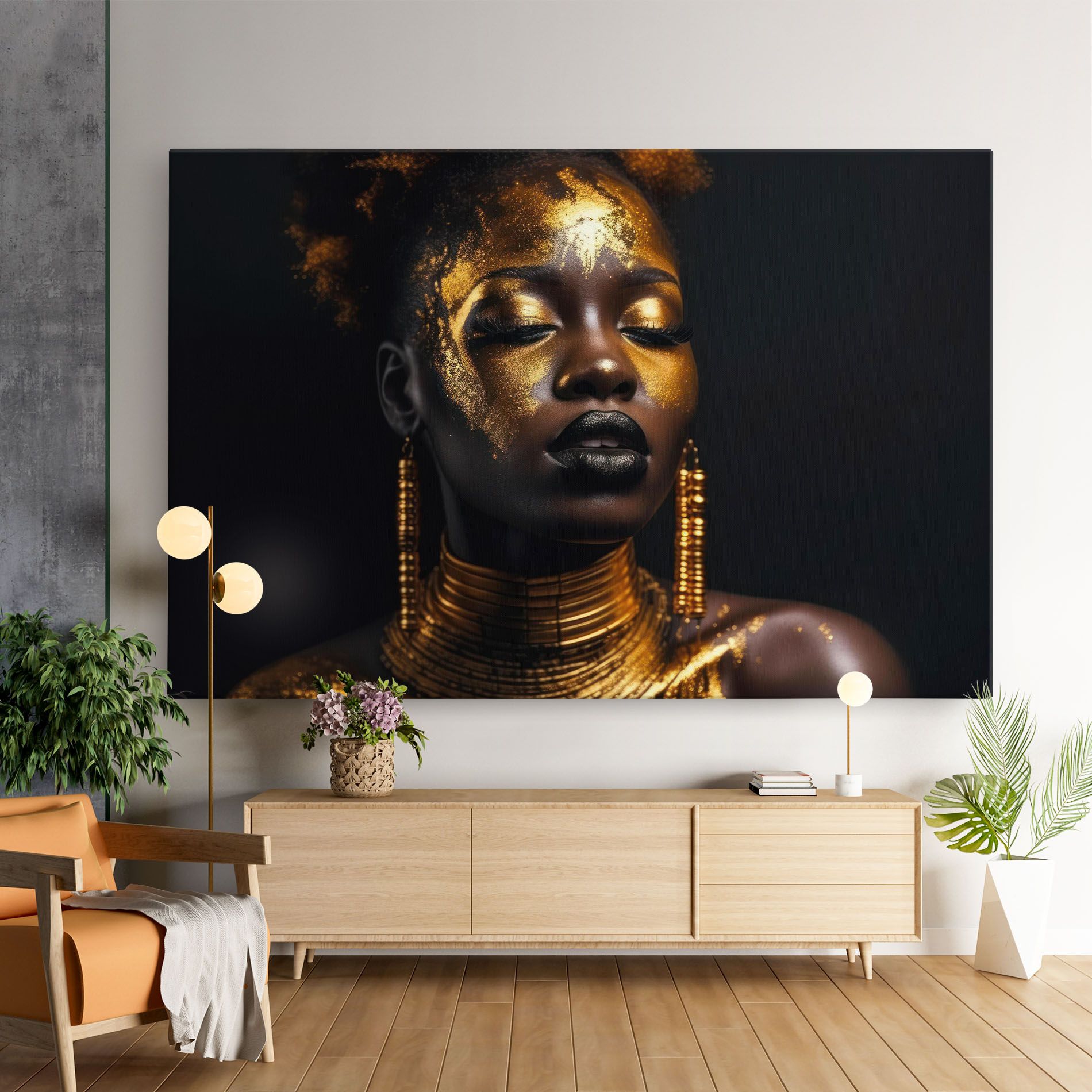 Gold Makeup Black Lips mockup 9