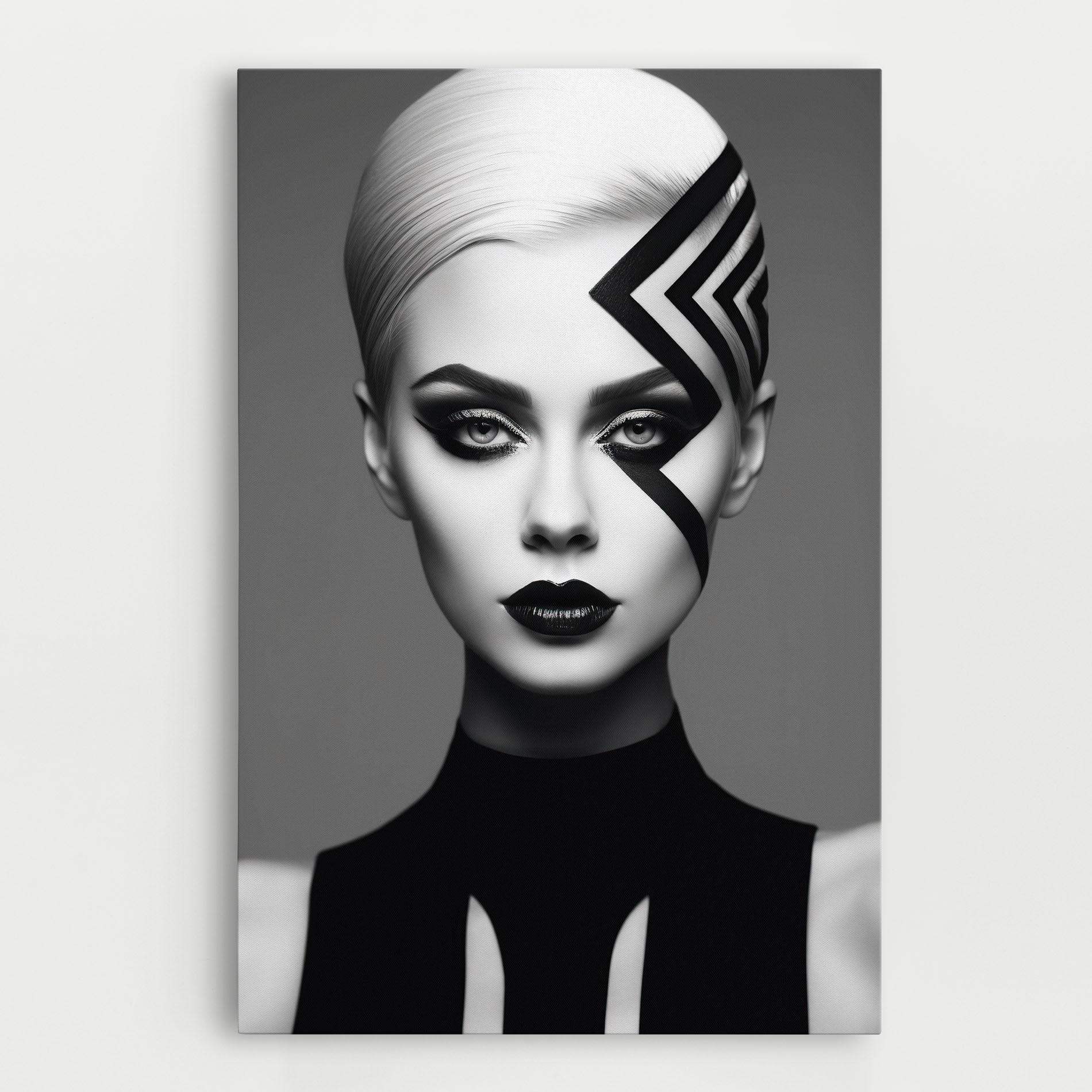 Картина на платно Black Lines On Face mockup 0