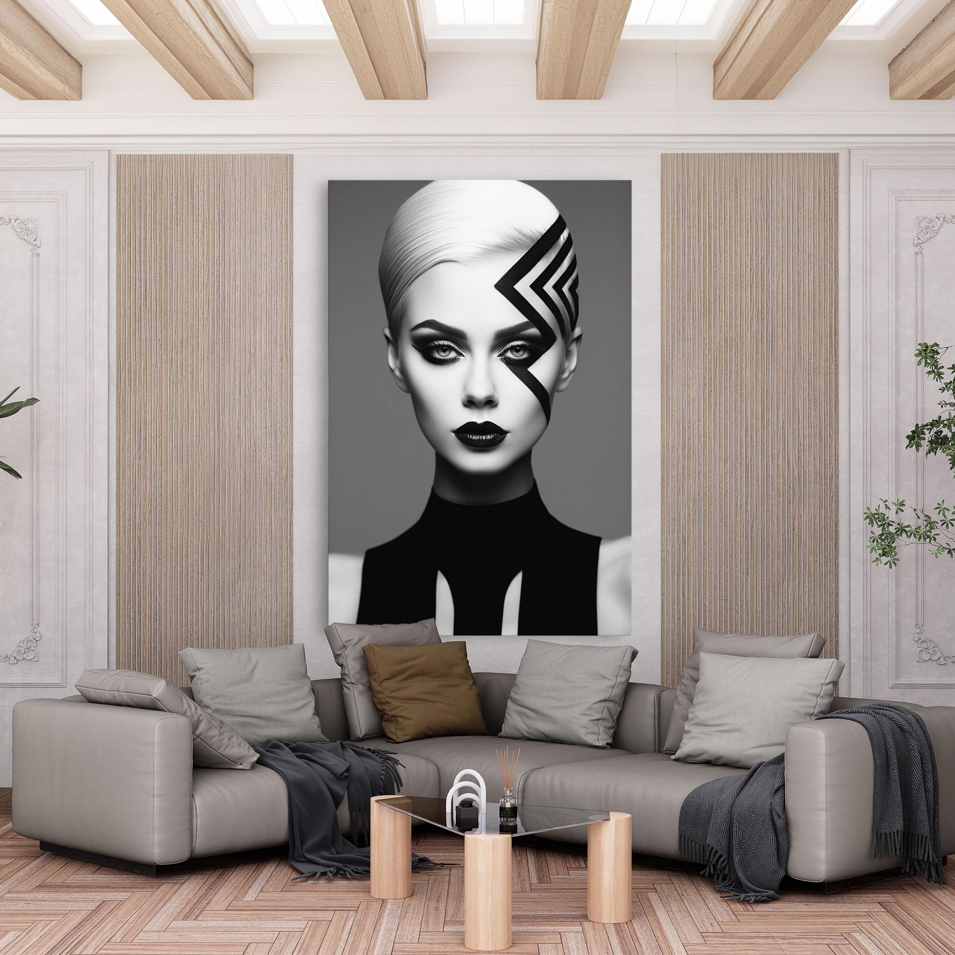 Картина на платно Black Lines On Face mockup 6