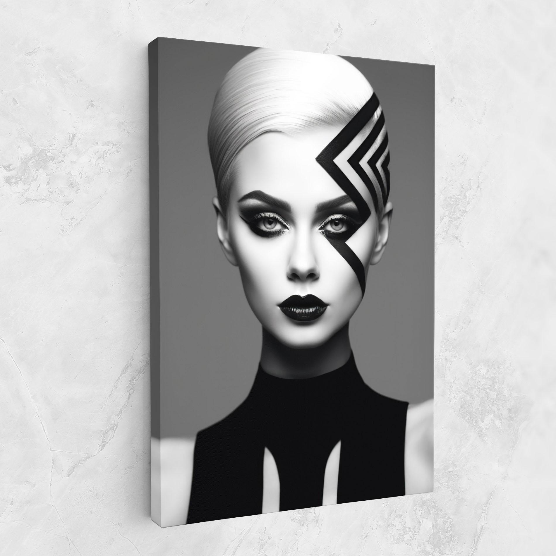 Картина на платно Black Lines On Face mockup 1