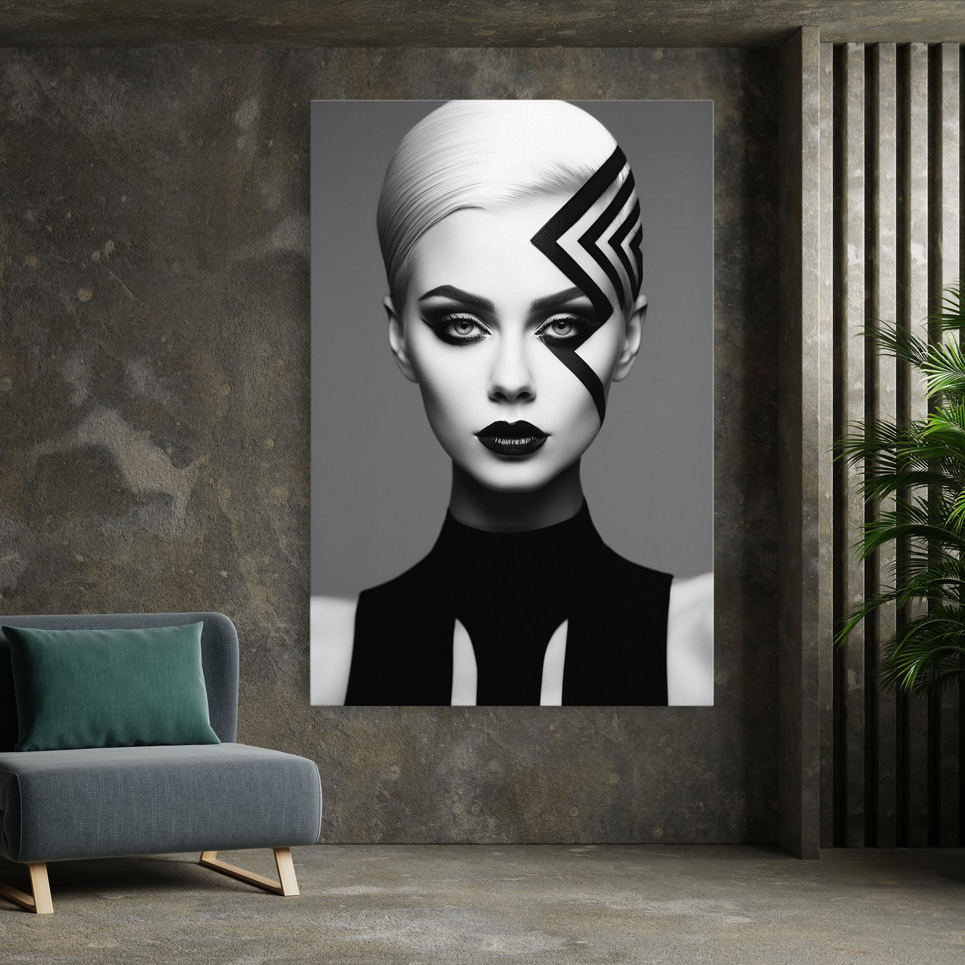 Картина на платно Black Lines On Face mockup 7