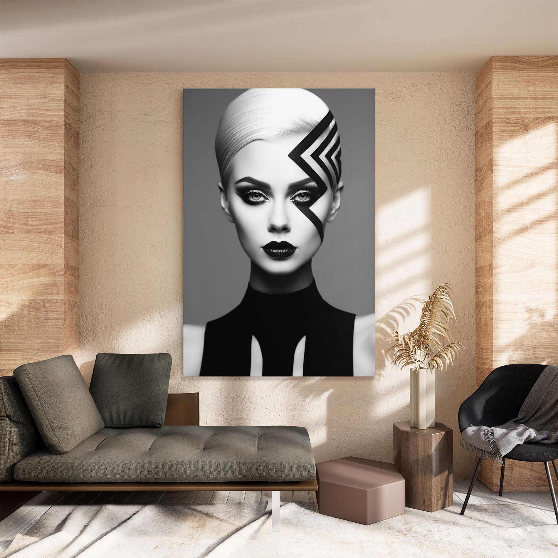 Картина на платно Black Lines On Face mockup 8