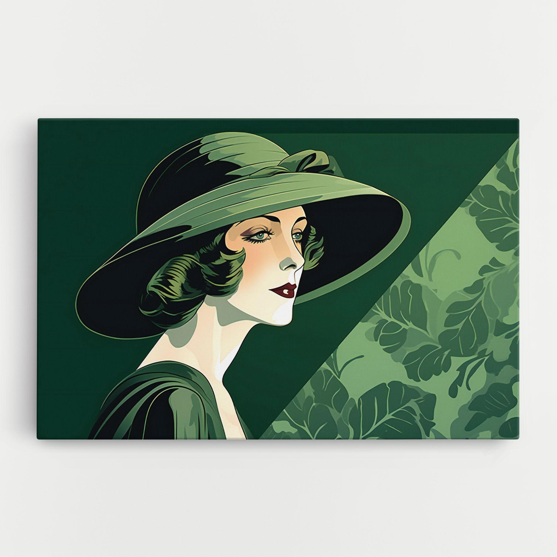 Картина на платно Green Woman Painting mockup 0
