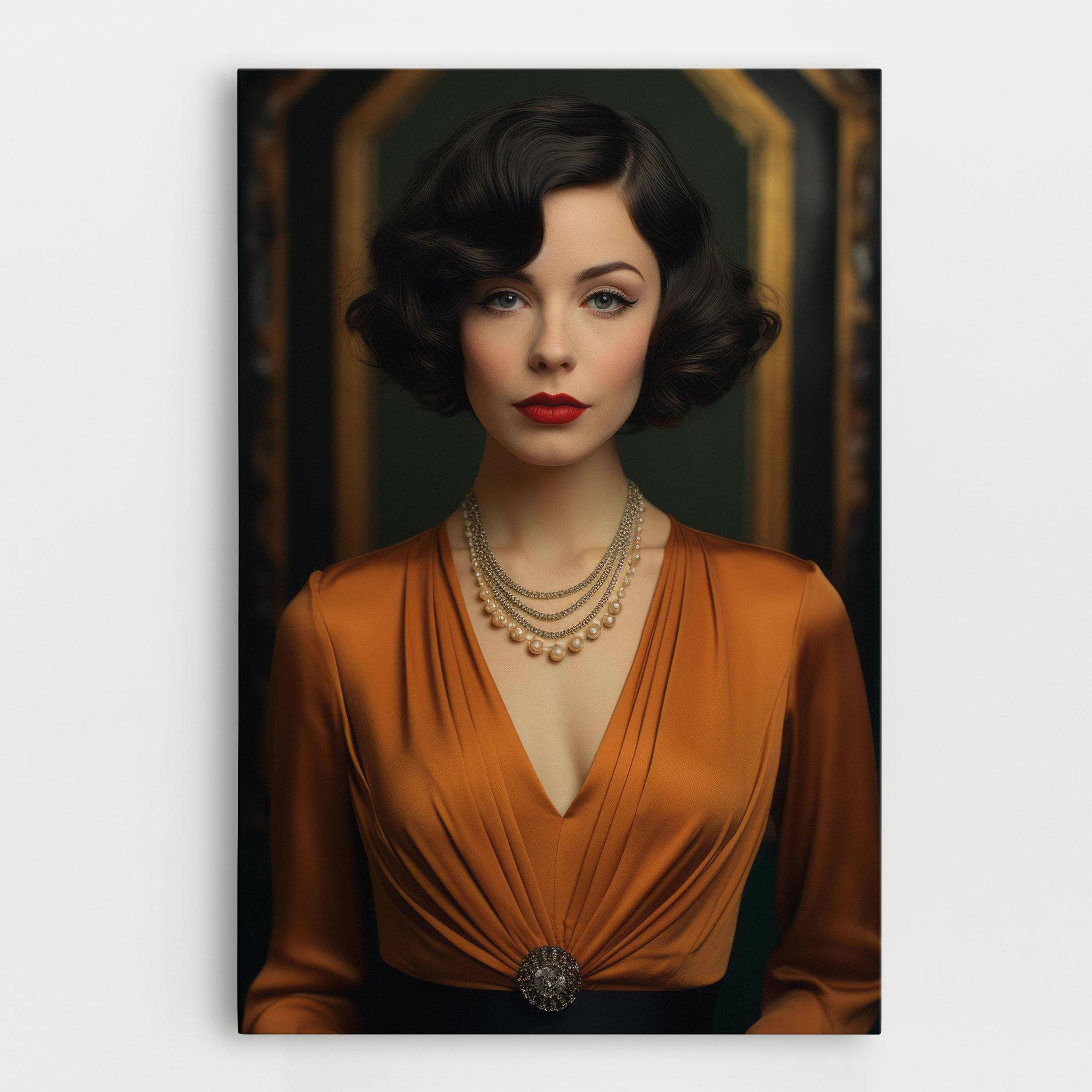 Картина на платно Orange Blouse Pearls mockup 0