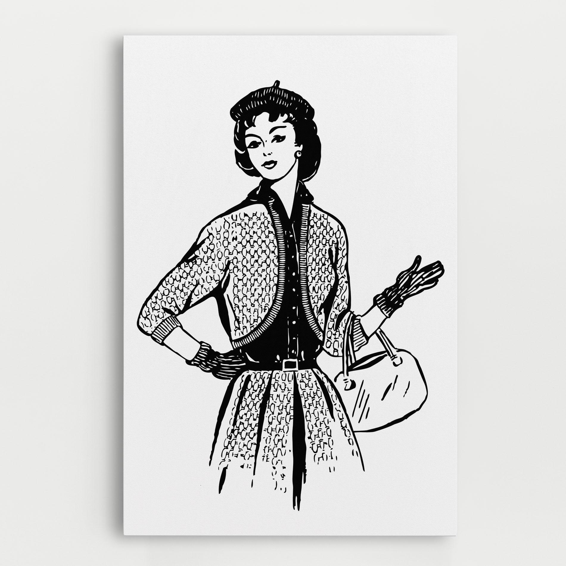 Картина на платно Vintage Woman Line mockup 0