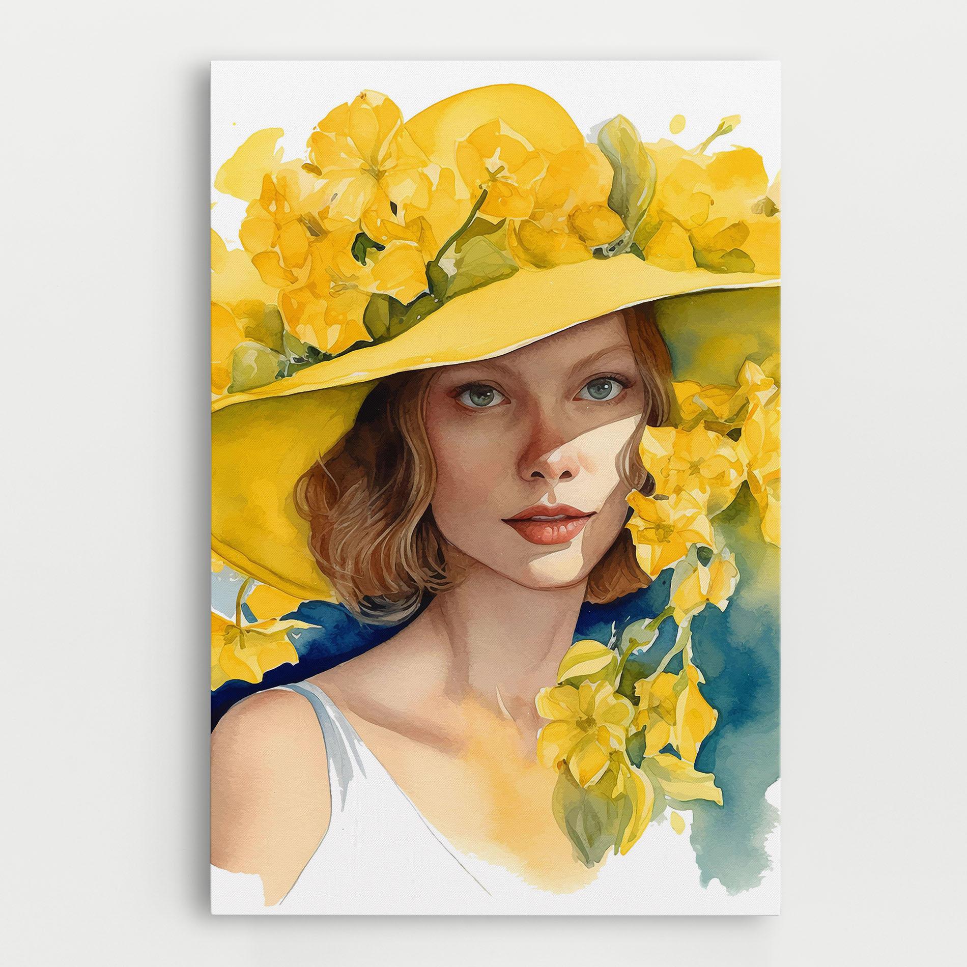 Картина на платно Yellow Hat Flowers mockup 0