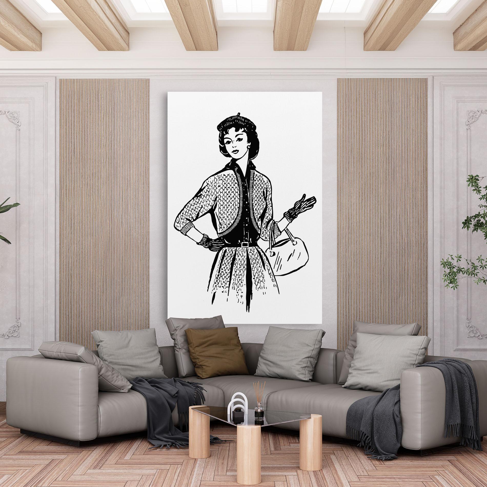 Картина на платно Vintage Woman Line mockup 6