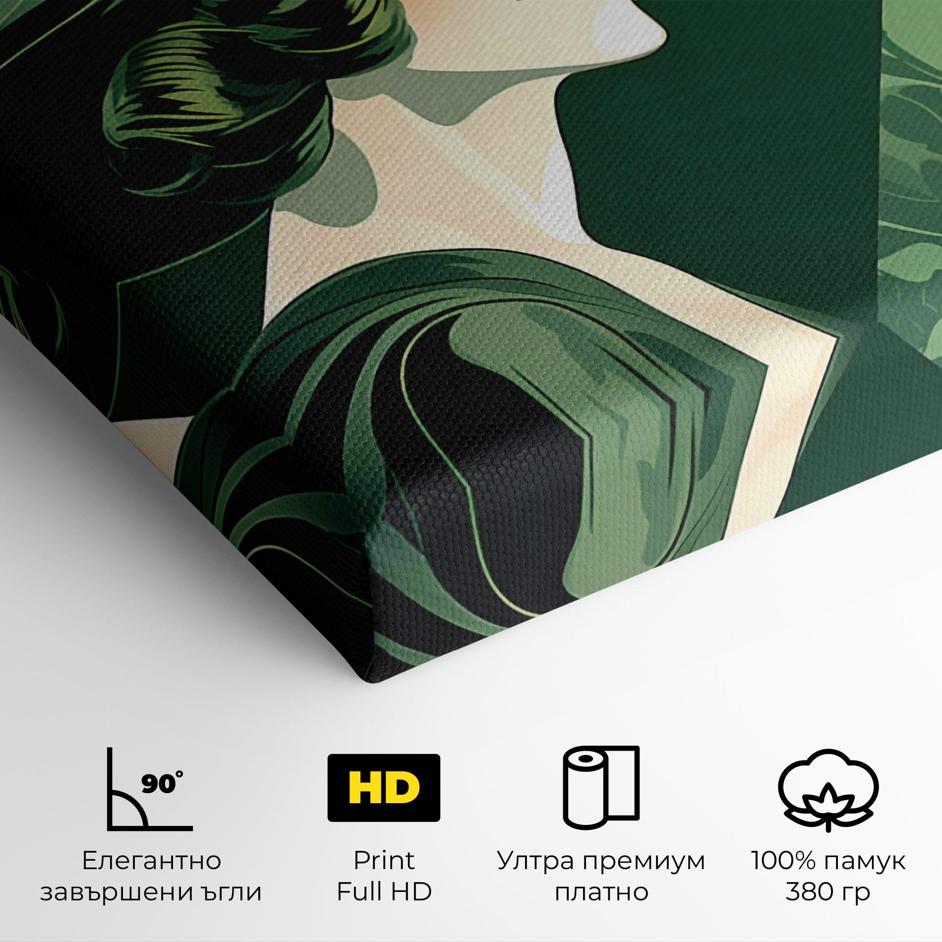 Картина на платно Green Woman Painting mockup 4