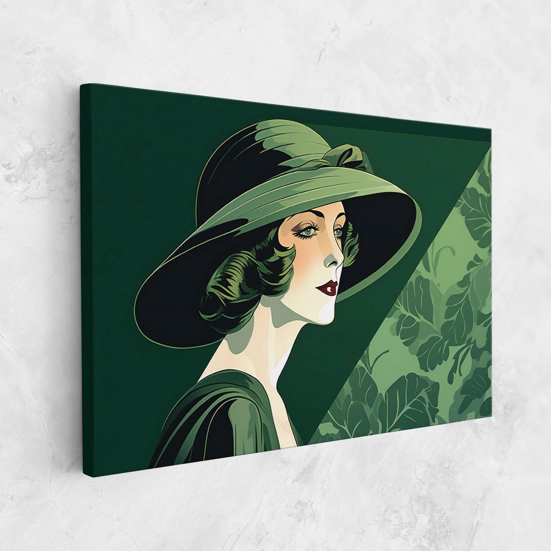 Картина на платно Green Woman Painting mockup 1