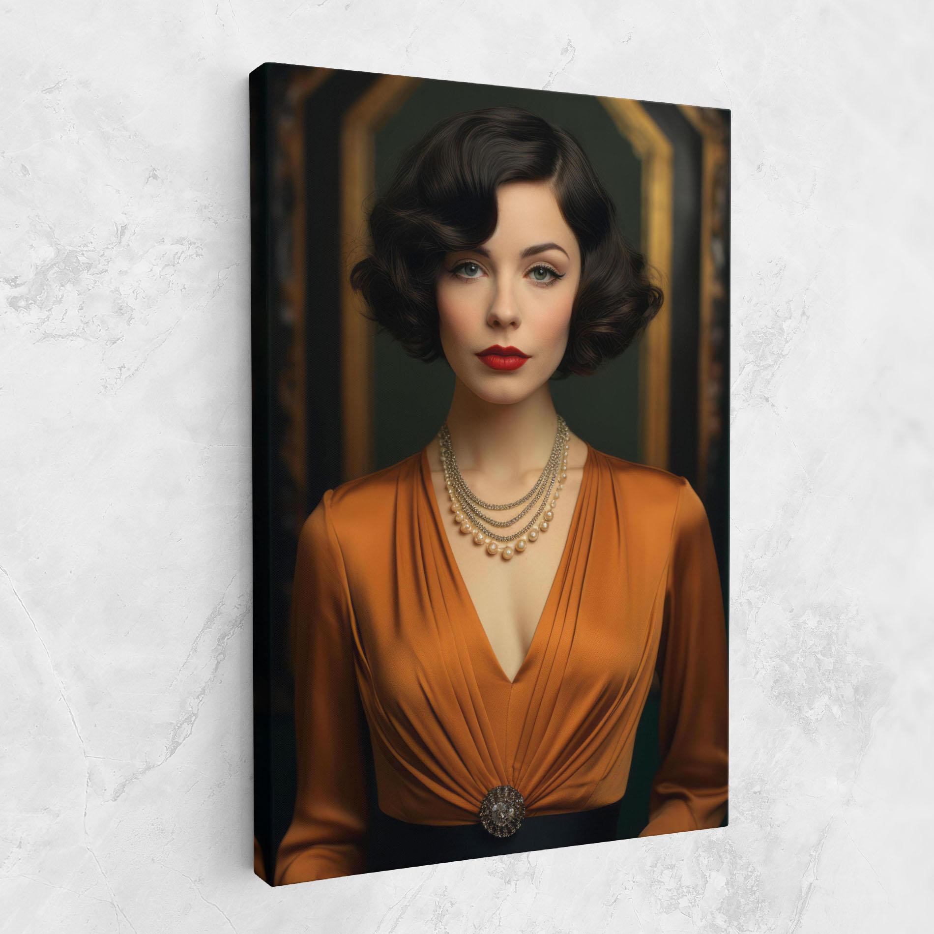 Картина на платно Orange Blouse Pearls mockup 1