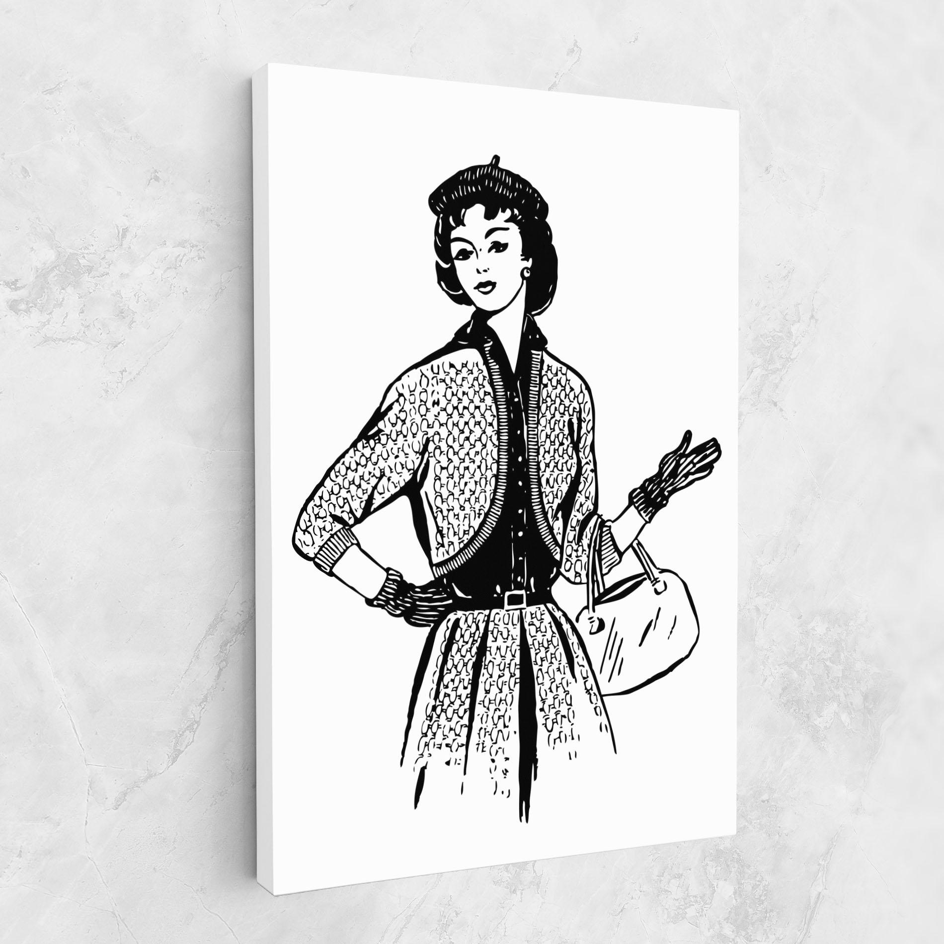 Картина на платно Vintage Woman Line mockup 1