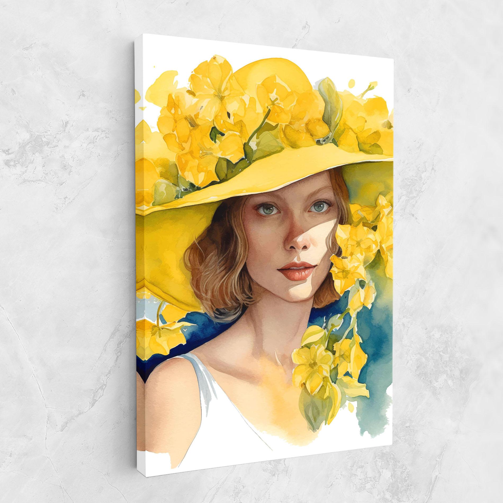 Картина на платно Yellow Hat Flowers mockup 1