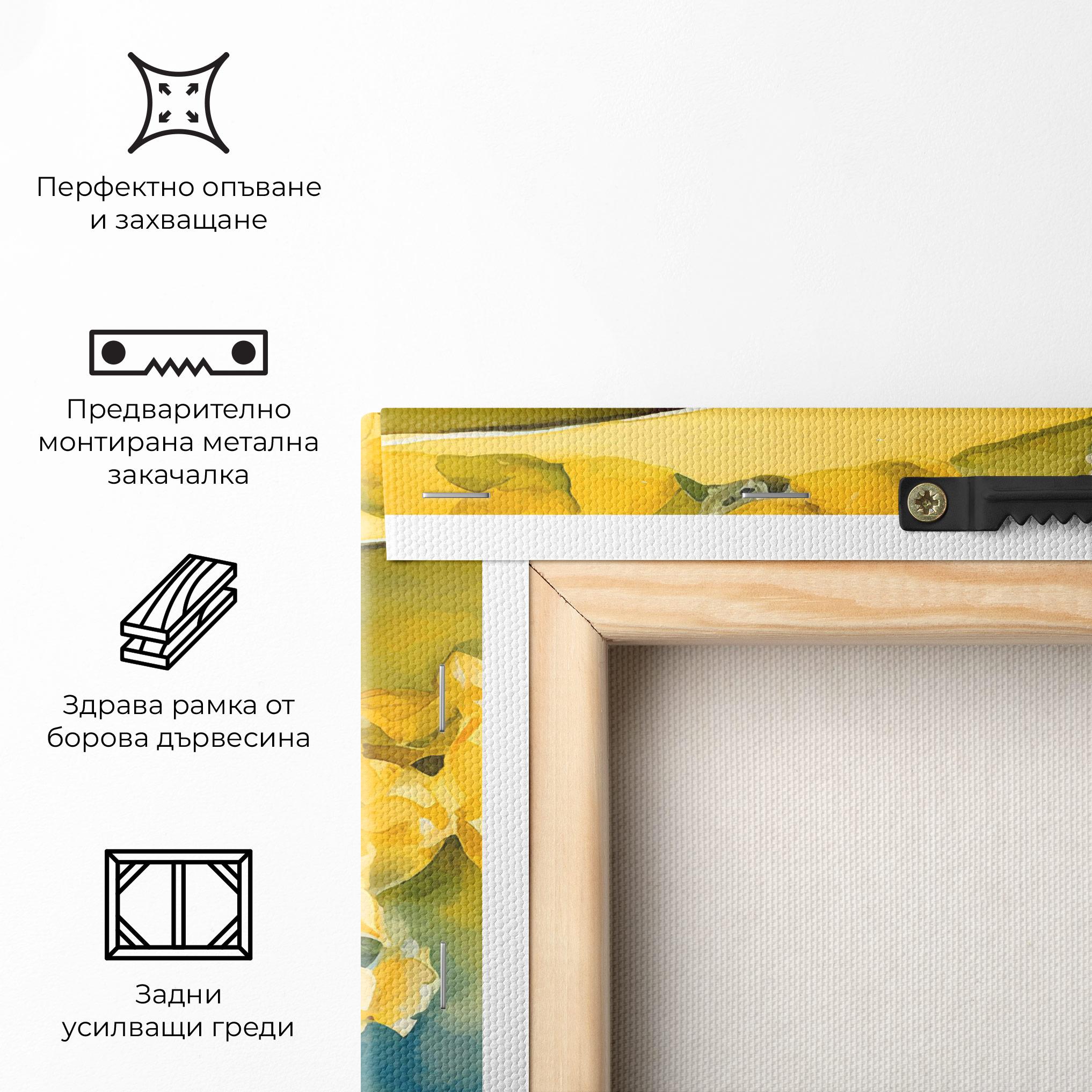 Картина на платно Yellow Hat Flowers mockup 5