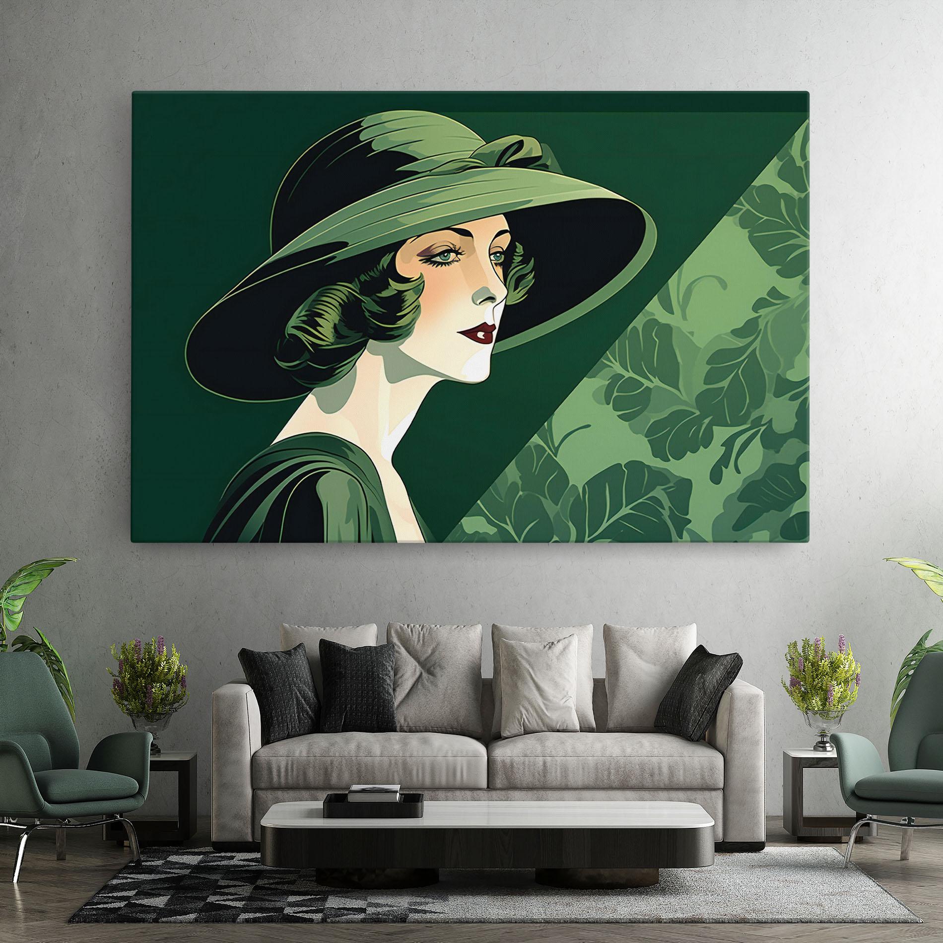 Картина на платно Green Woman Painting mockup 7