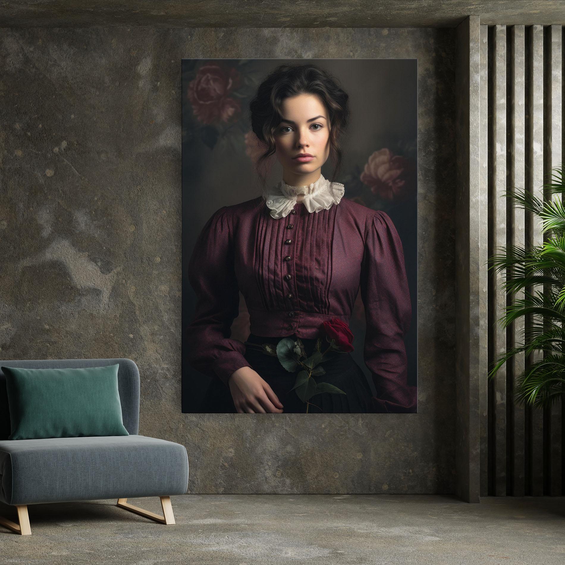 Картина на платно Holding Vintage Rose mockup 7