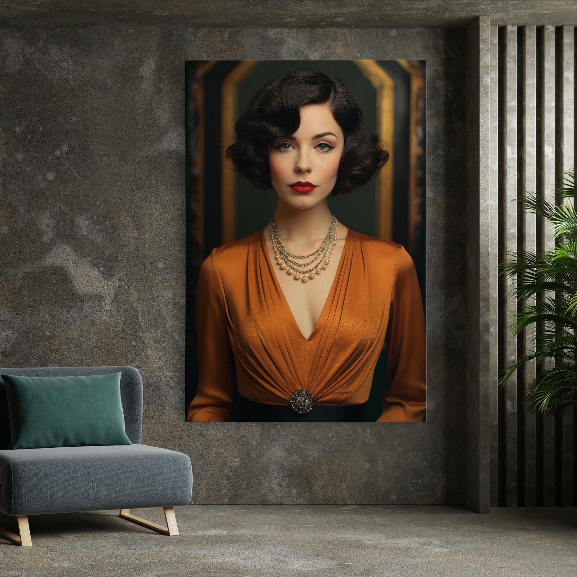 Картина на платно Orange Blouse Pearls mockup 7