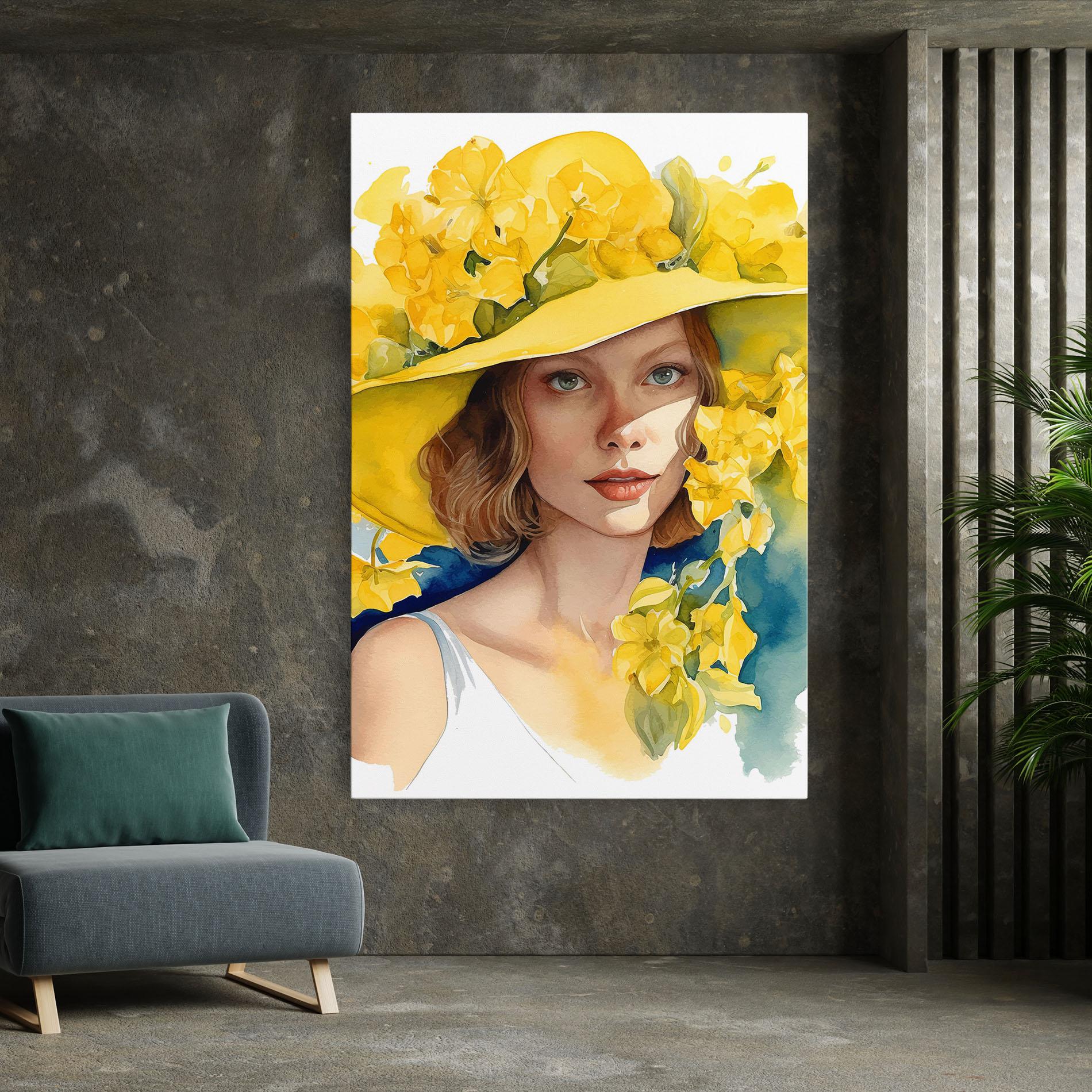Картина на платно Yellow Hat Flowers mockup 7