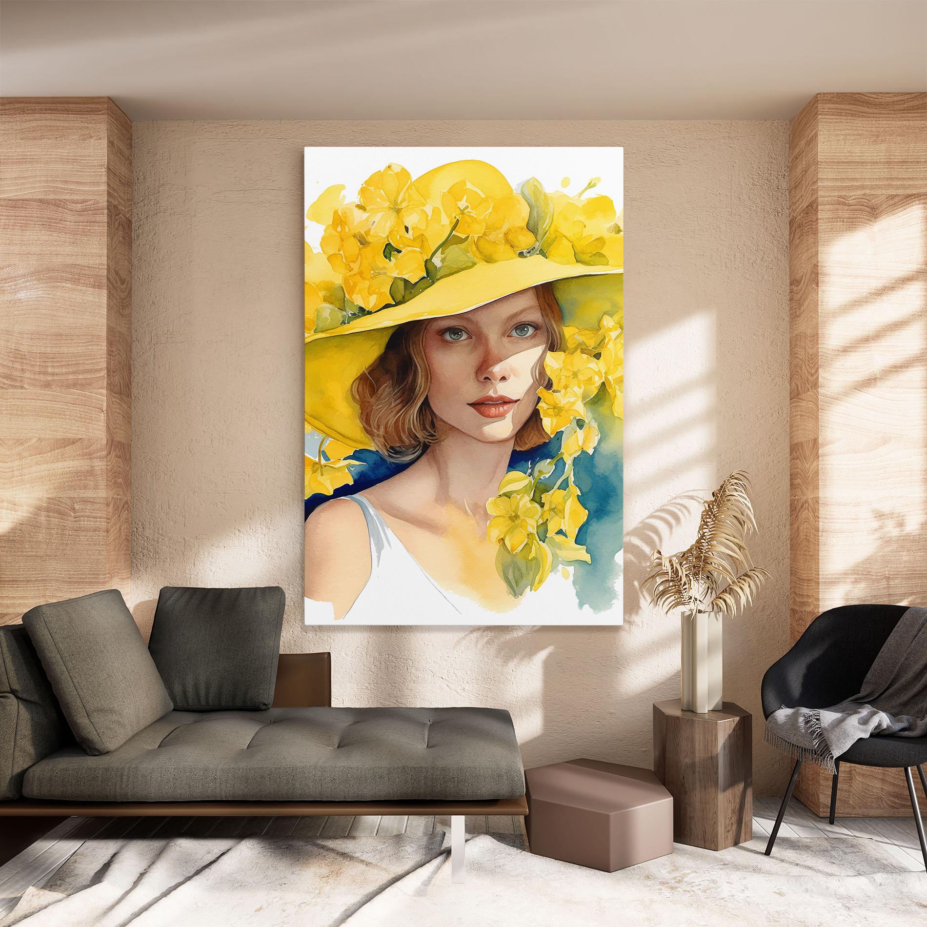 Картина на платно Yellow Hat Flowers mockup 8