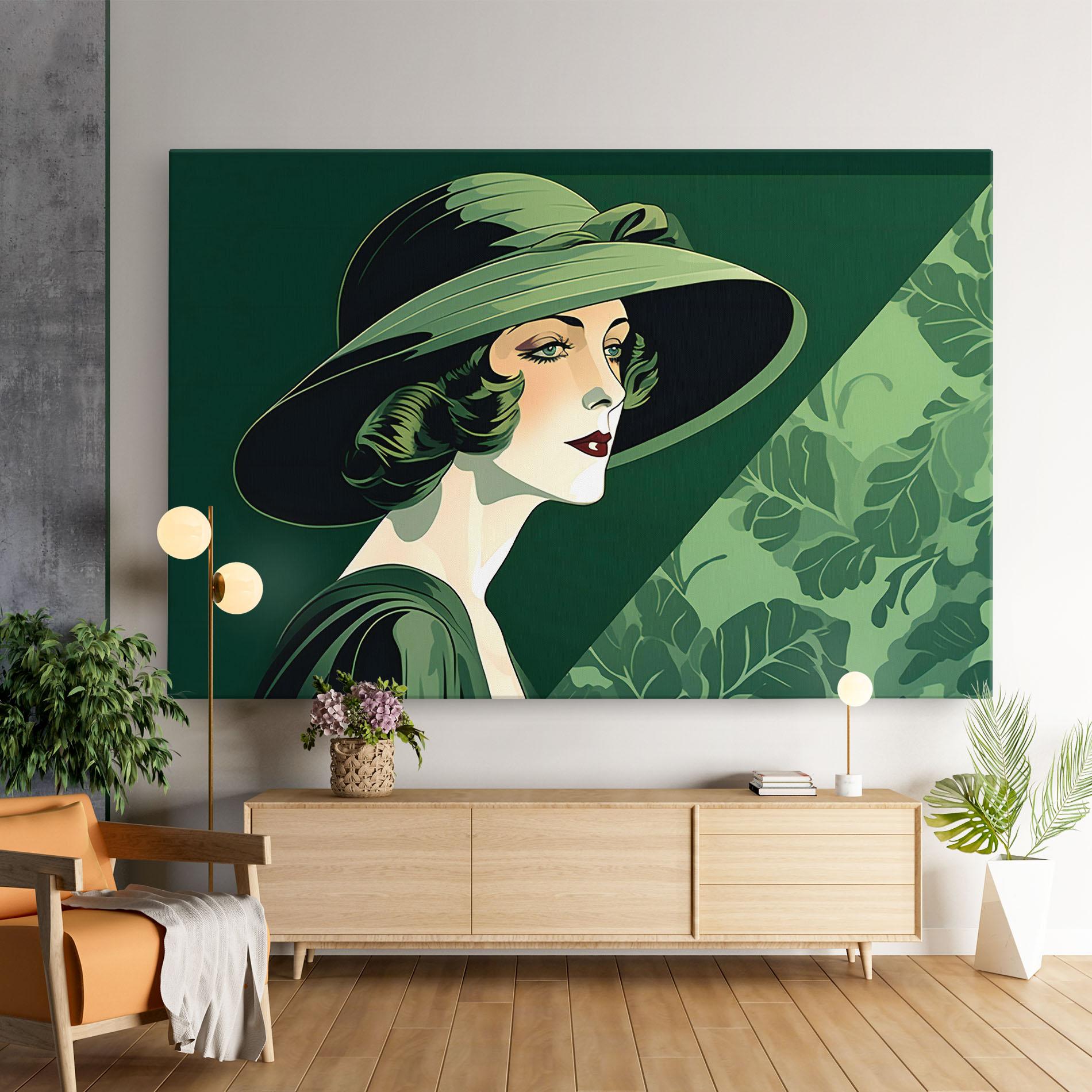 Картина на платно Green Woman Painting mockup 9