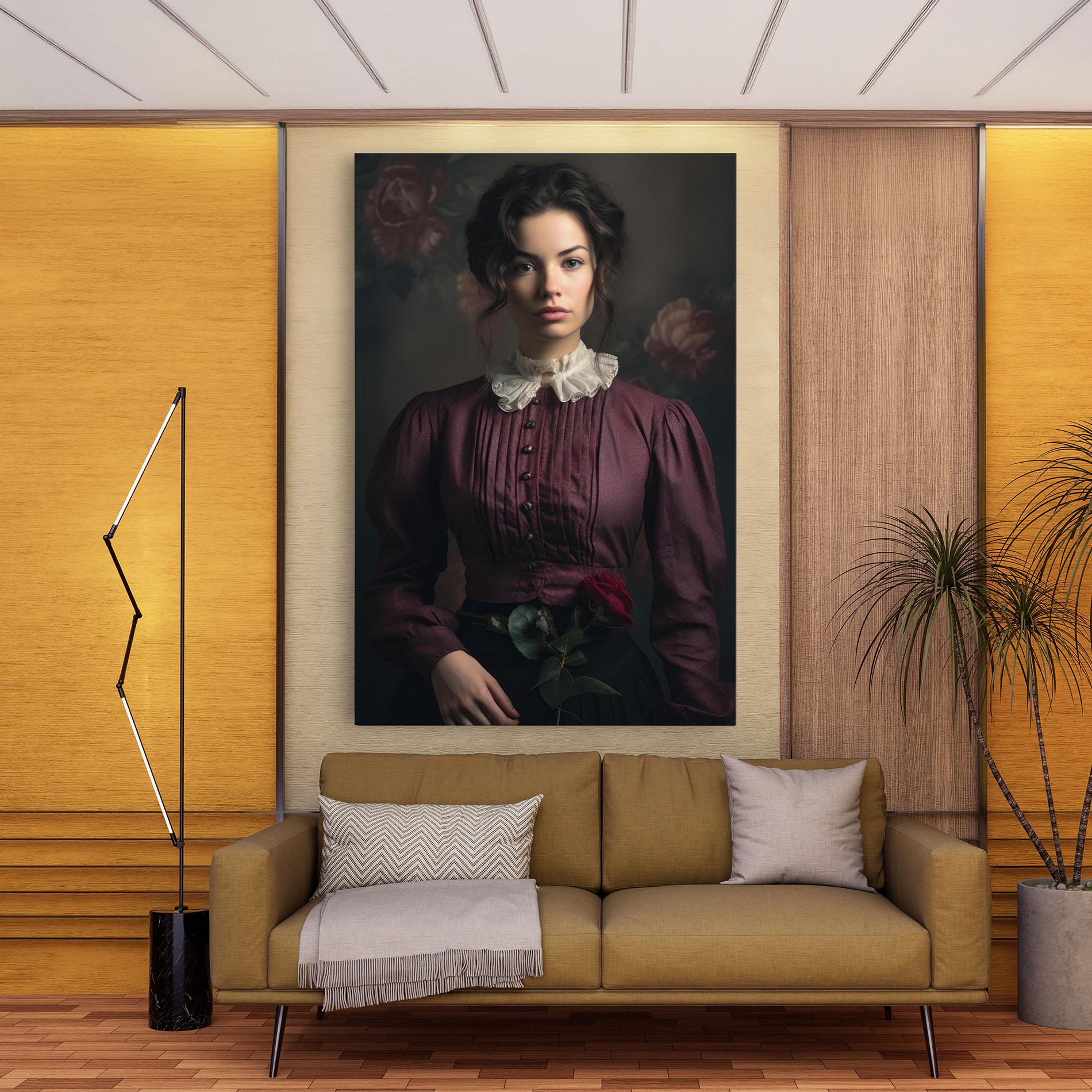 Картина на платно Holding Vintage Rose mockup 9