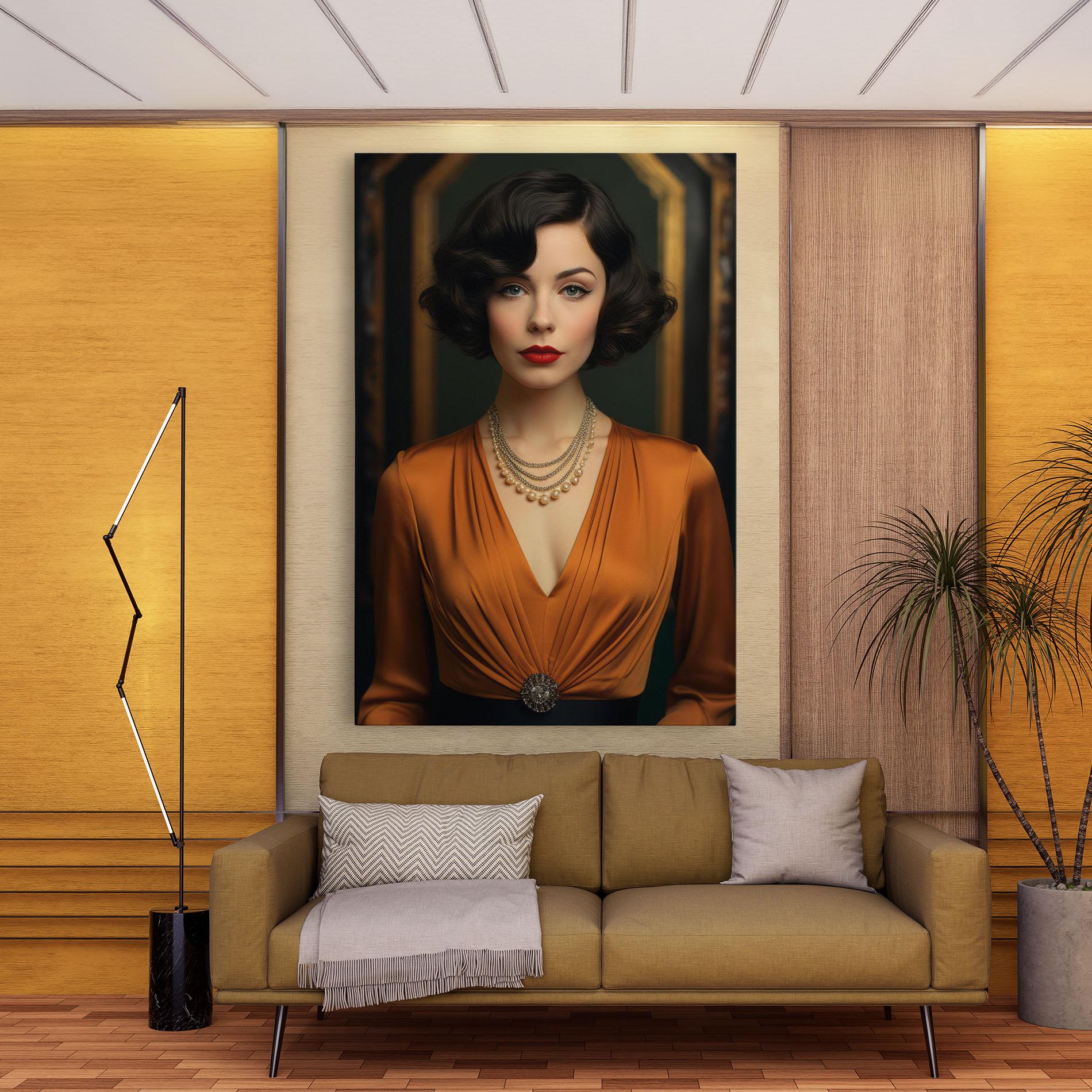 Картина на платно Orange Blouse Pearls mockup 9