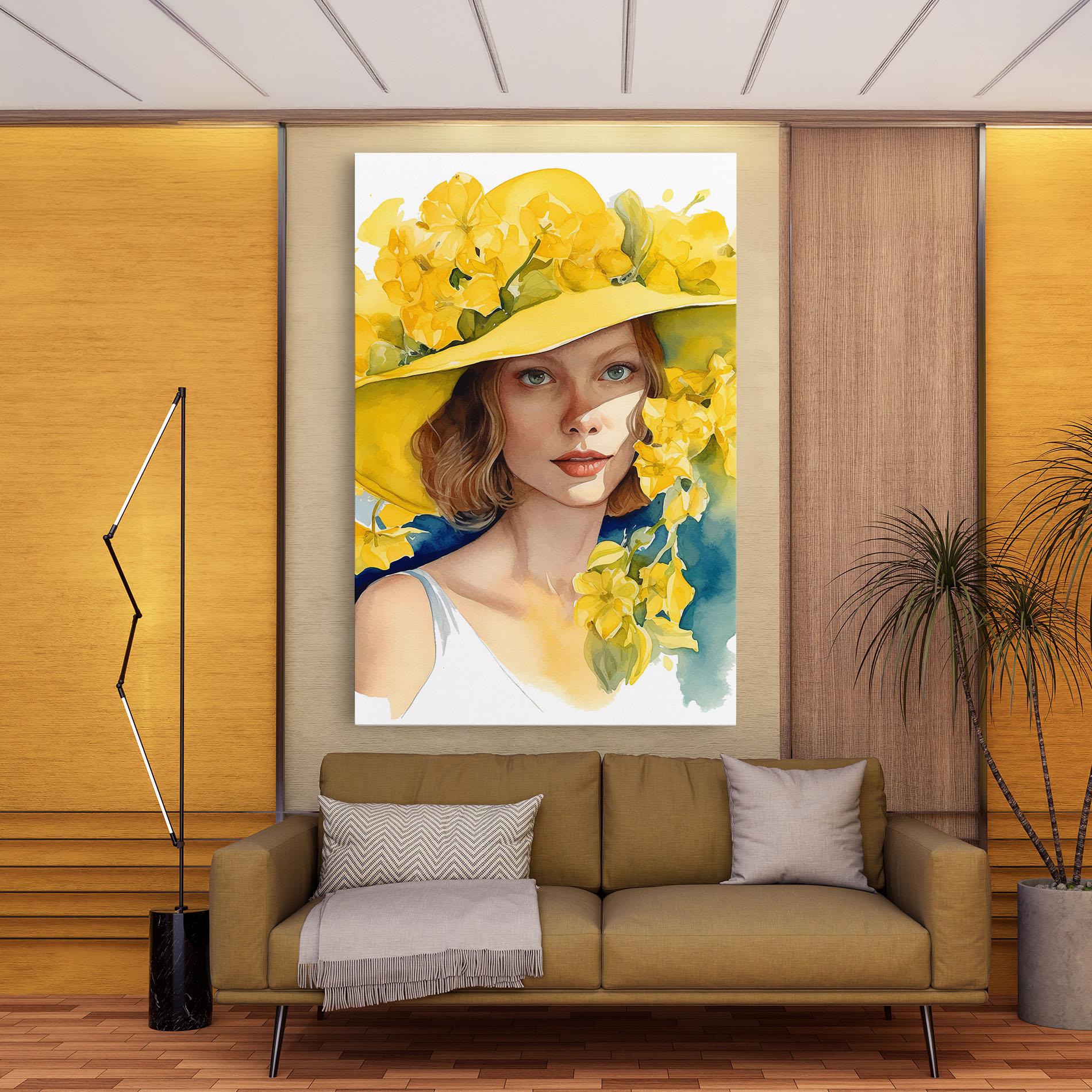 Картина на платно Yellow Hat Flowers mockup 9