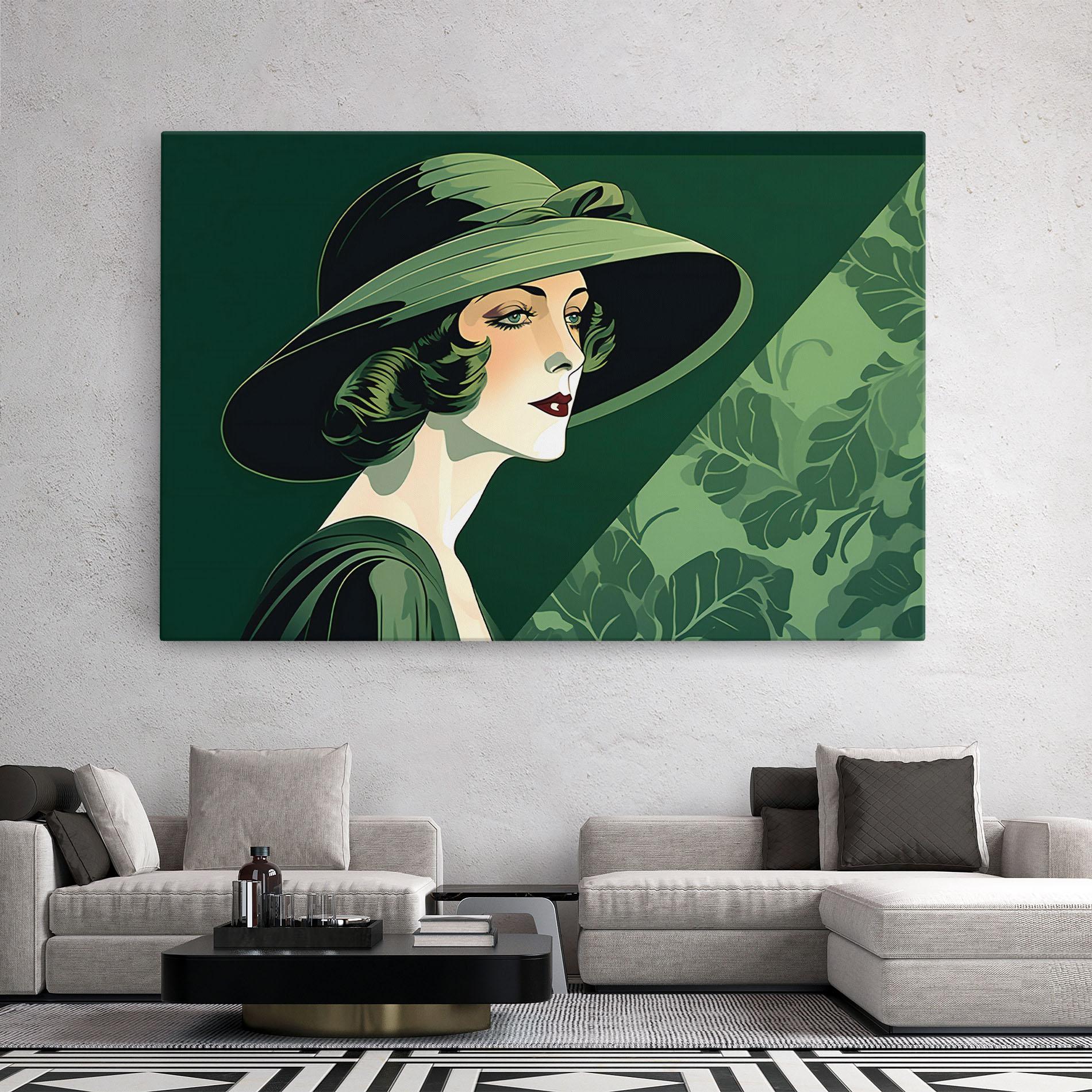Картина на платно Green Woman Painting mockup 2