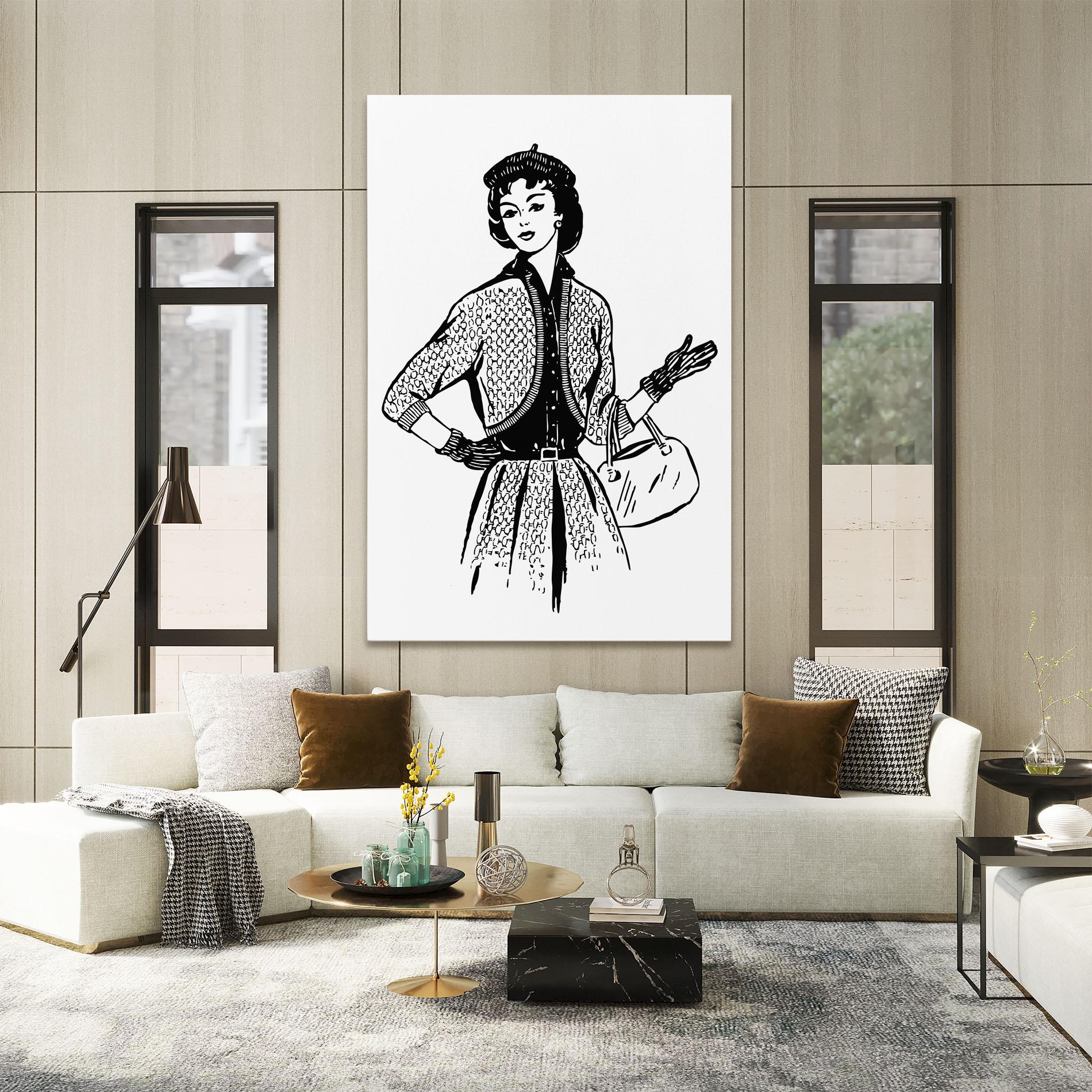 Картина на платно Vintage Woman Line mockup 2