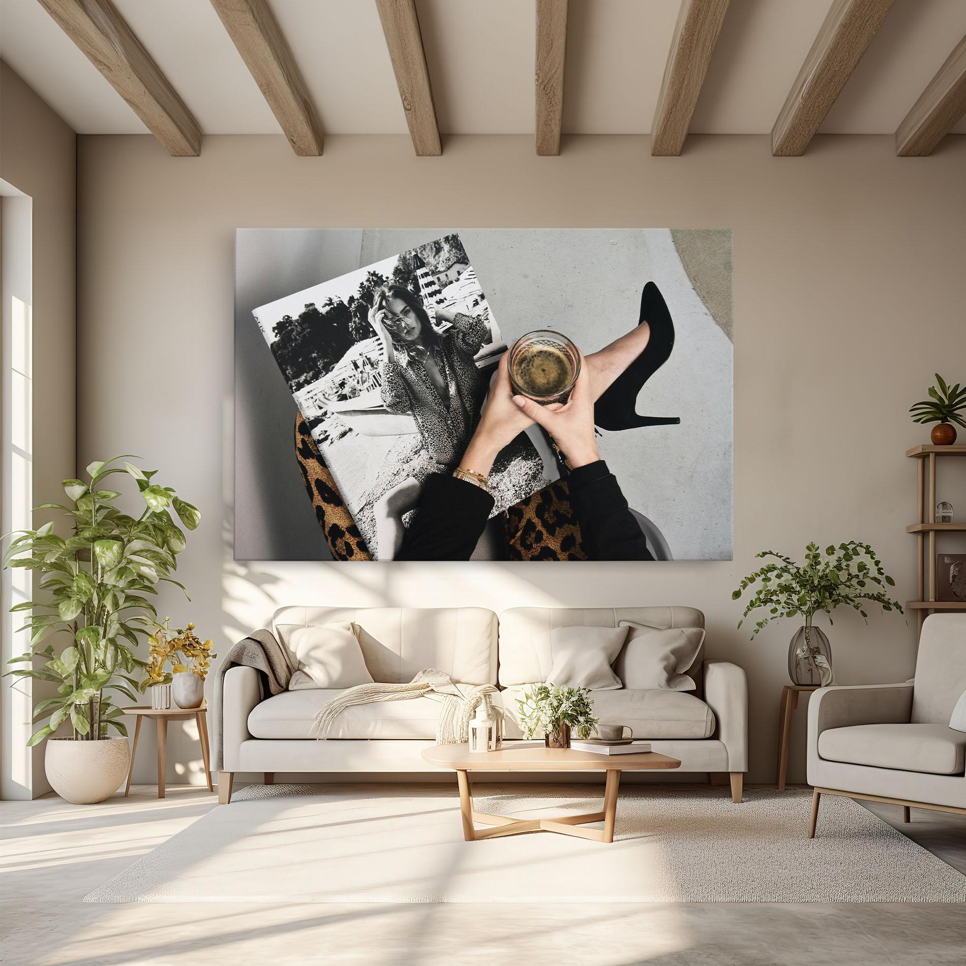 Картина на платно Black Shoes Holding Coffee mockup 6