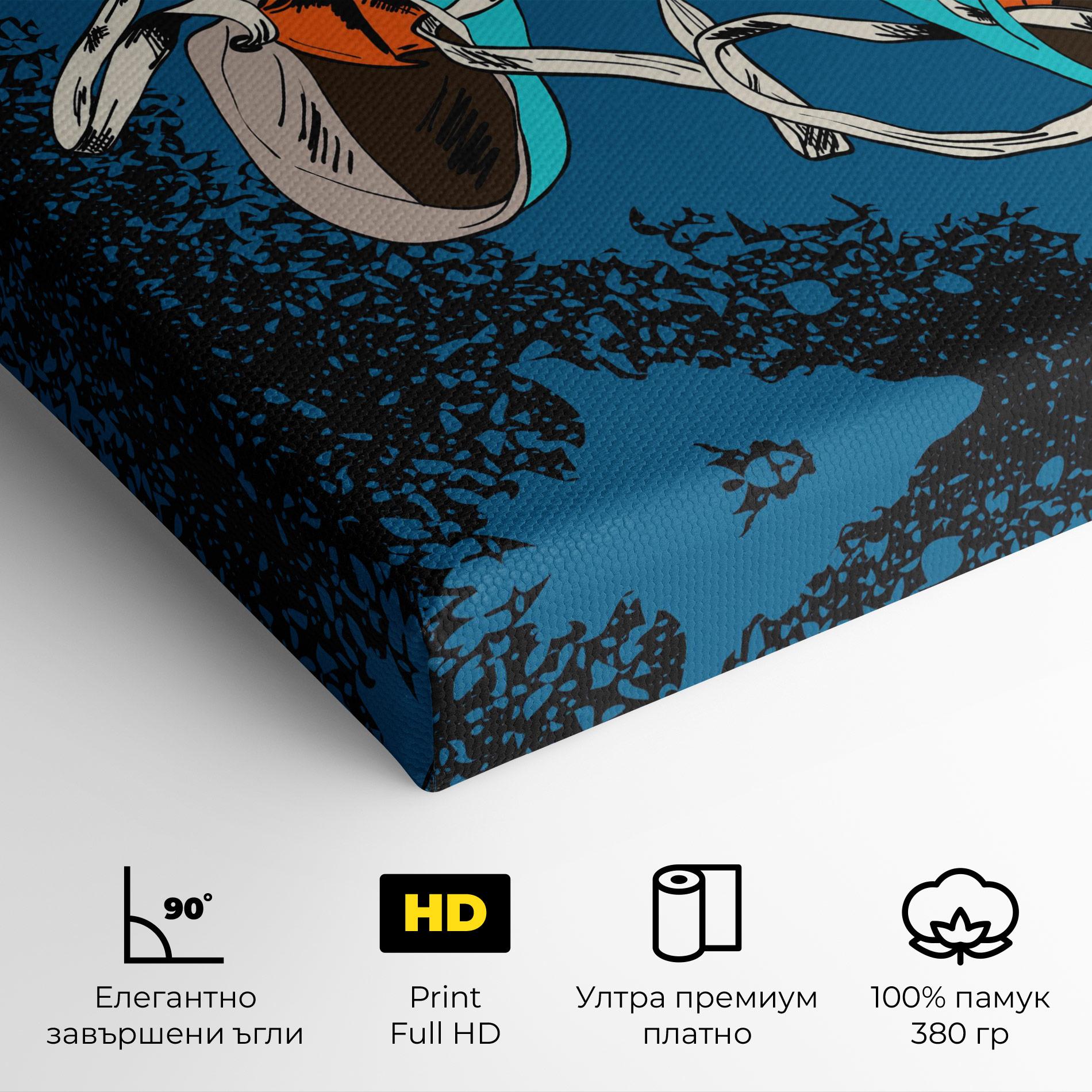 Картина на платно Blue Shoes Splash mockup 4