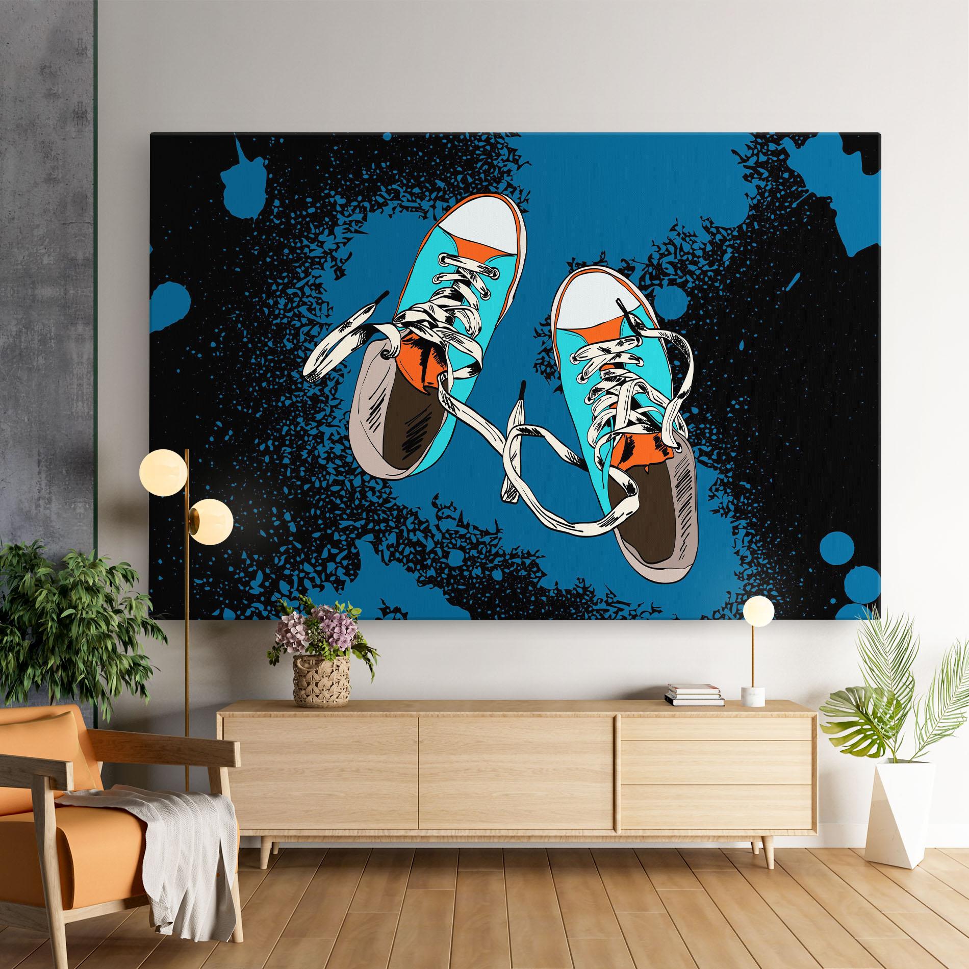 Картина на платно Blue Shoes Splash mockup 9