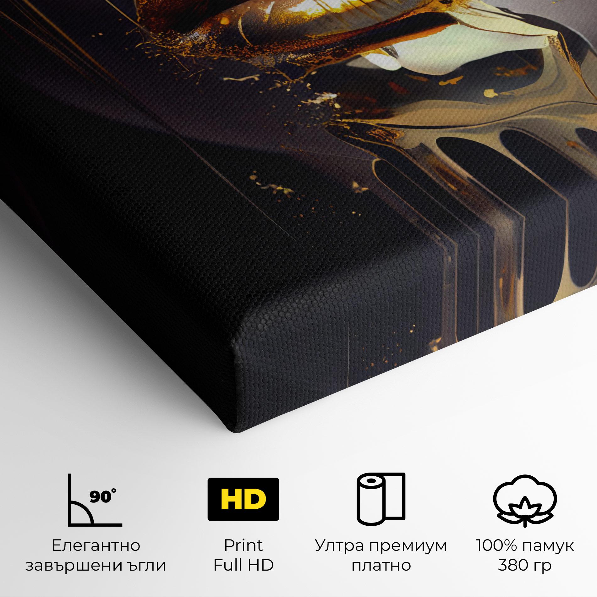 Картина на платно Glamorous Gold Lips mockup 4