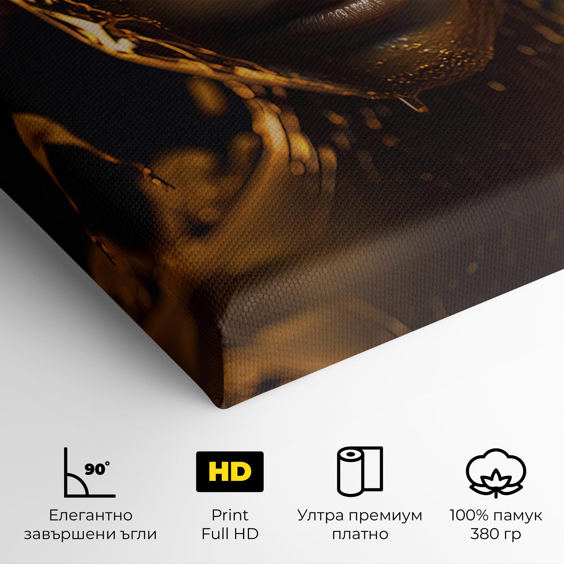 Картина на платно Gold Honeycomb Girl mockup 4