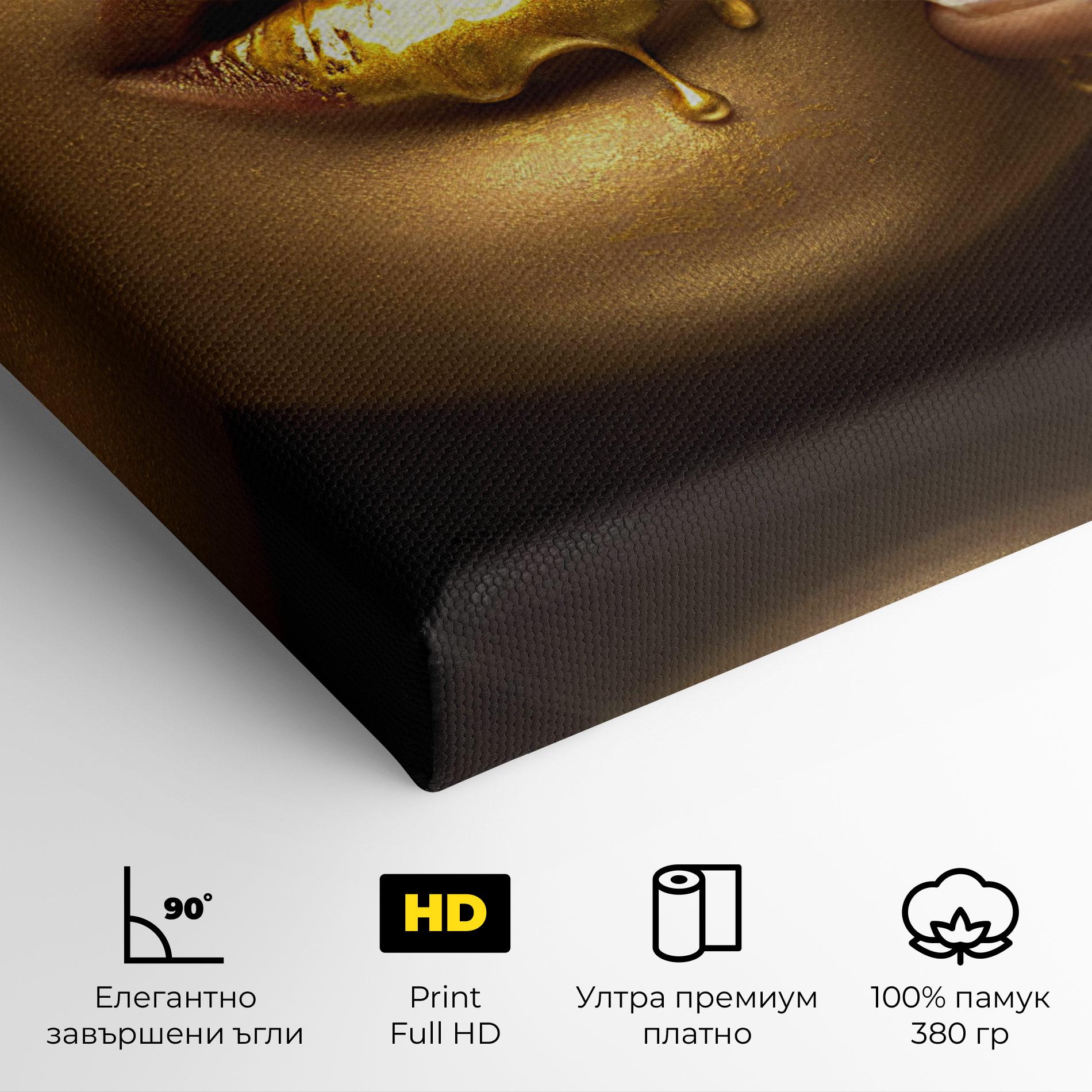 Картина на платно Golden Lips mockup 4