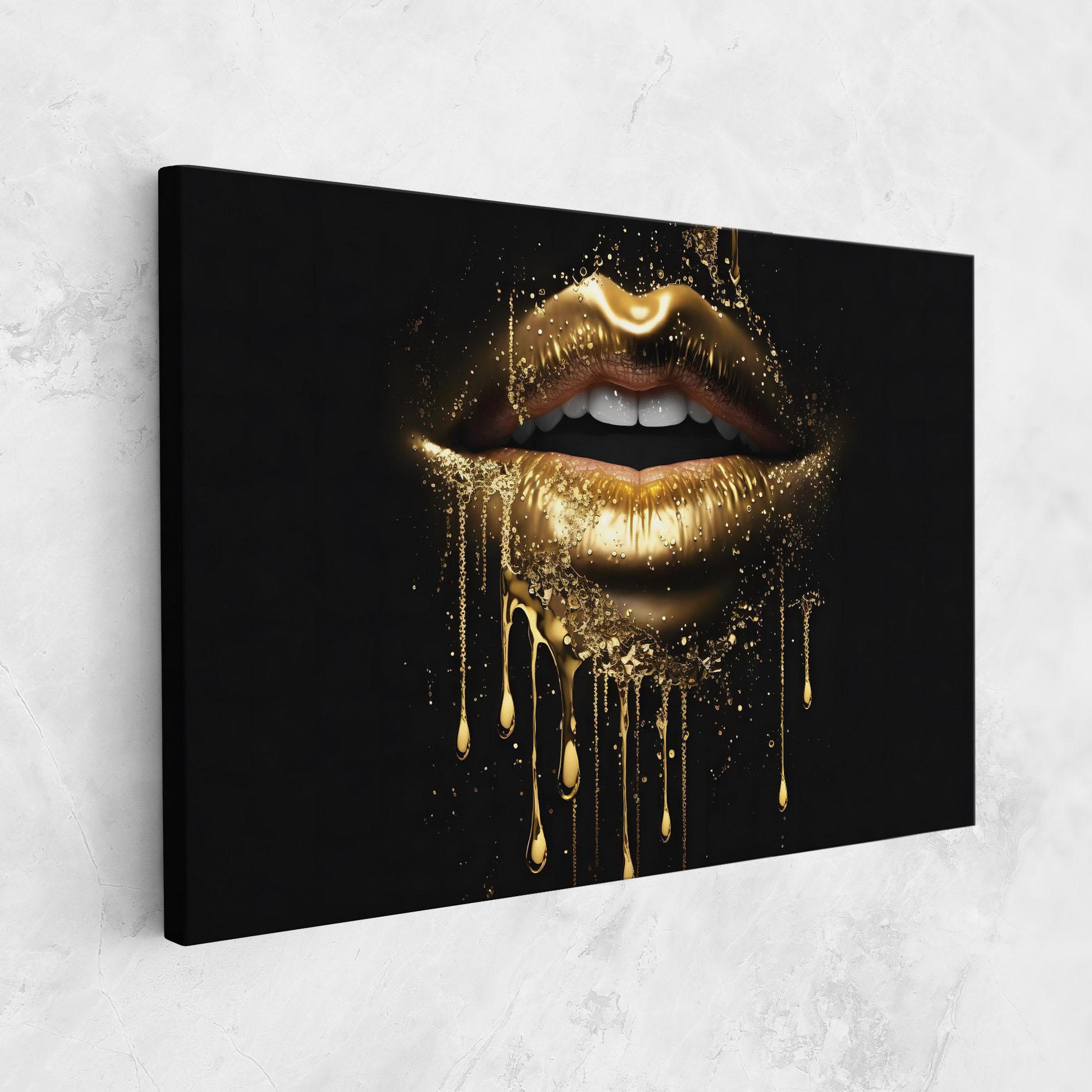 Картина на платно Golden Luxury Lips mockup 1