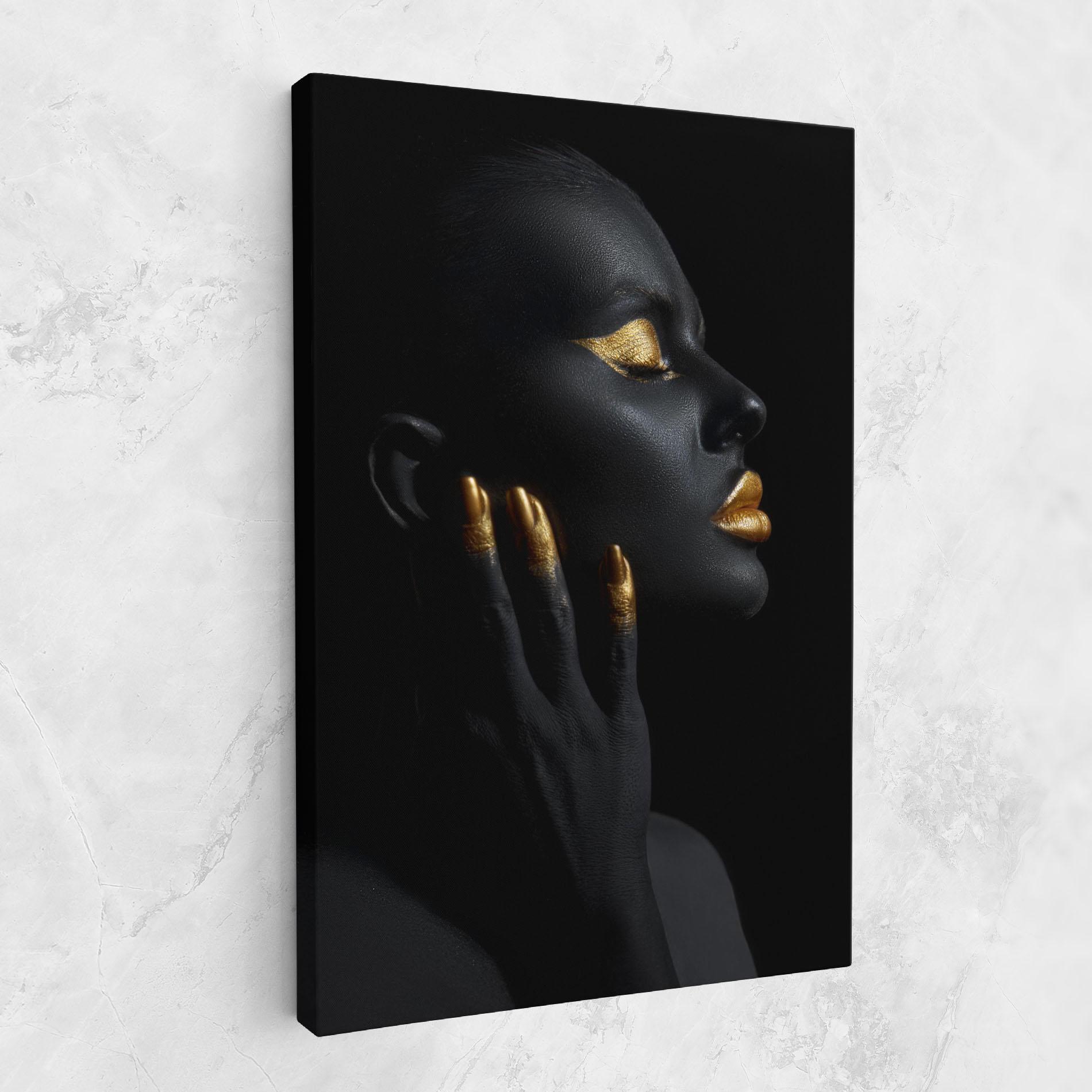 Картина на платно Gold Black Paint mockup 1