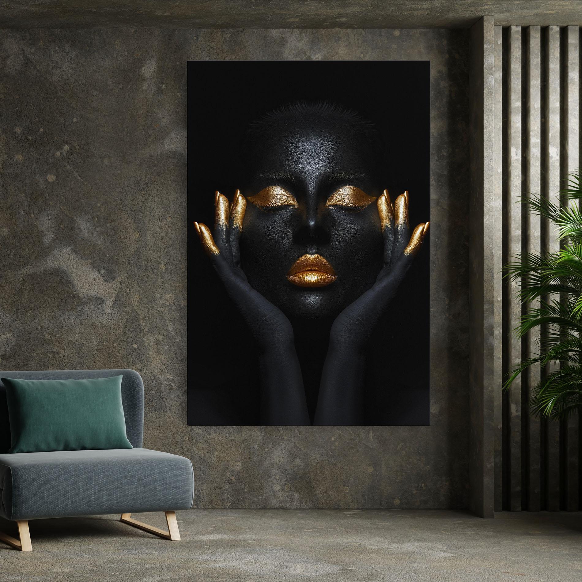 Картина на платно Fingertips Gold Makeup mockup 7