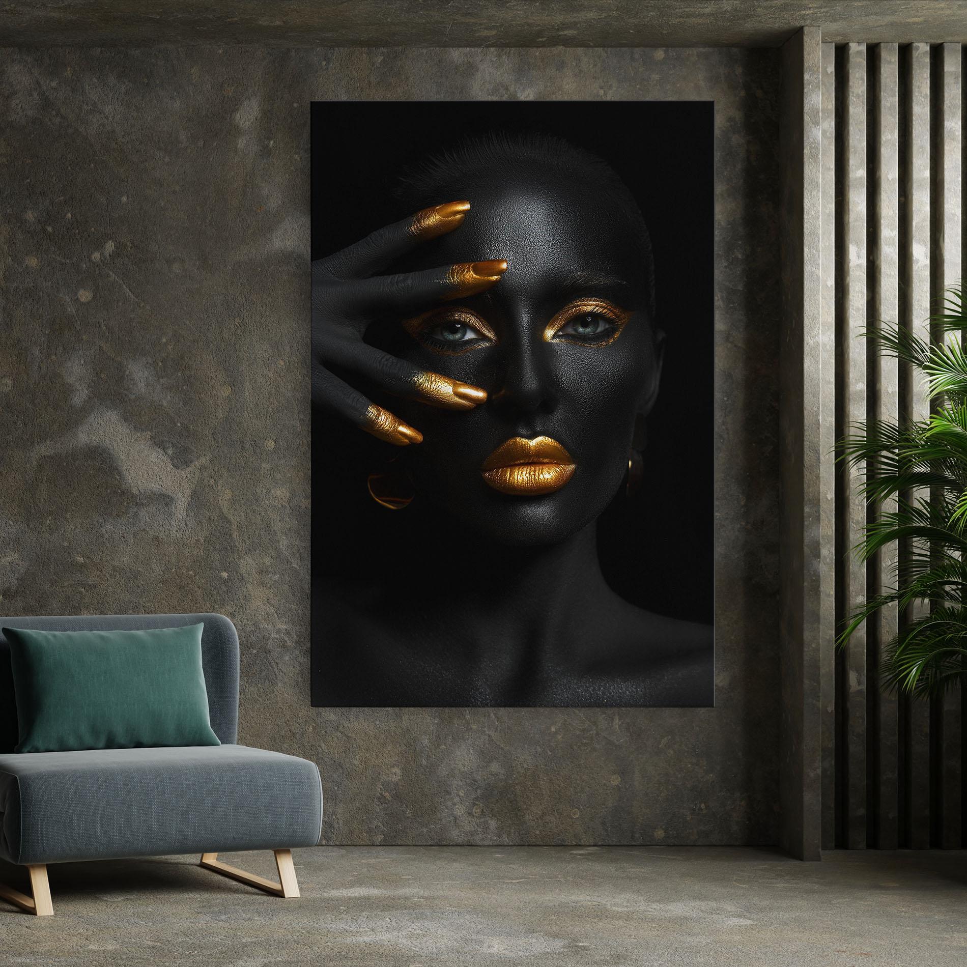 Картина на платно Gold Makeup Nails mockup 7