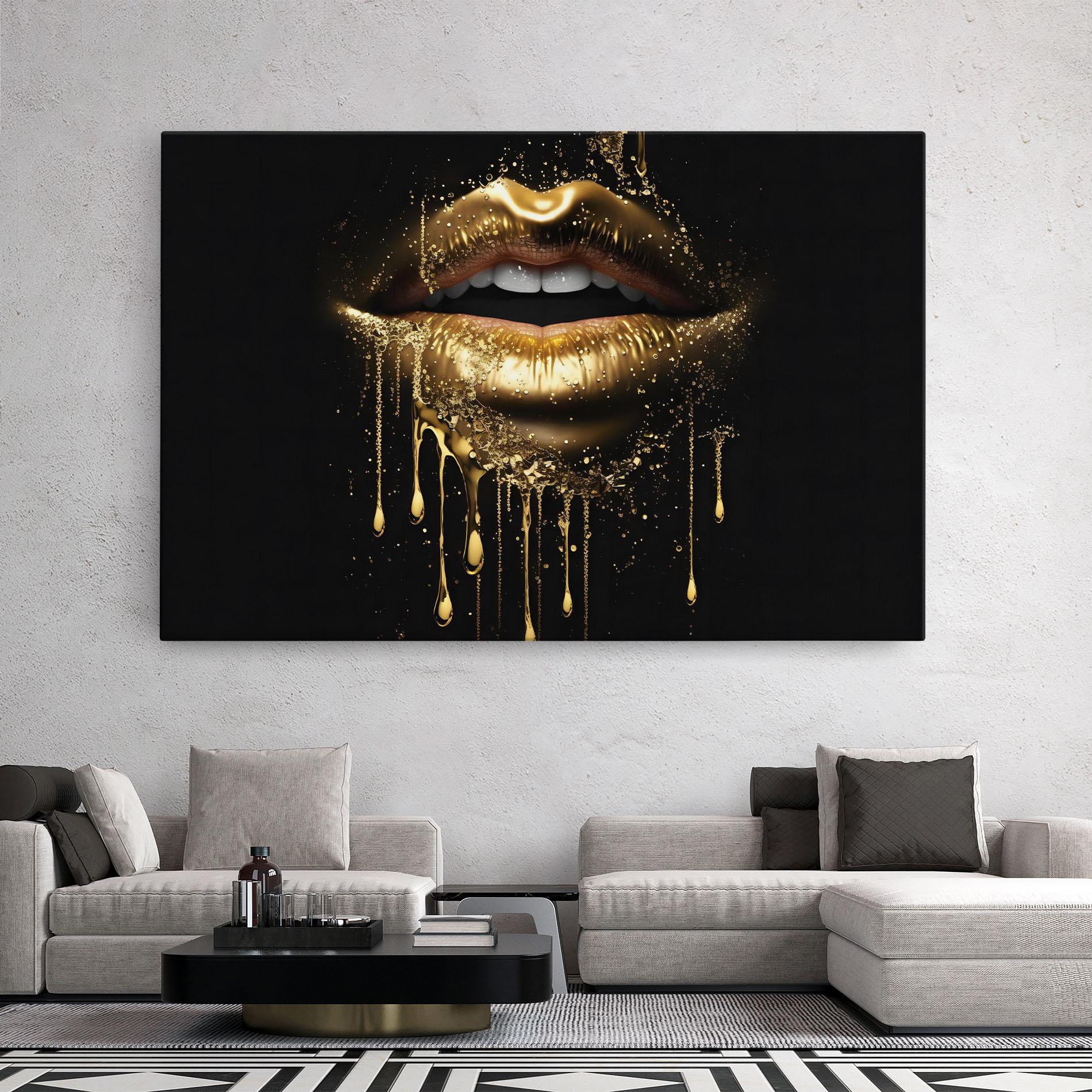 Картина на платно Golden Luxury Lips mockup 2