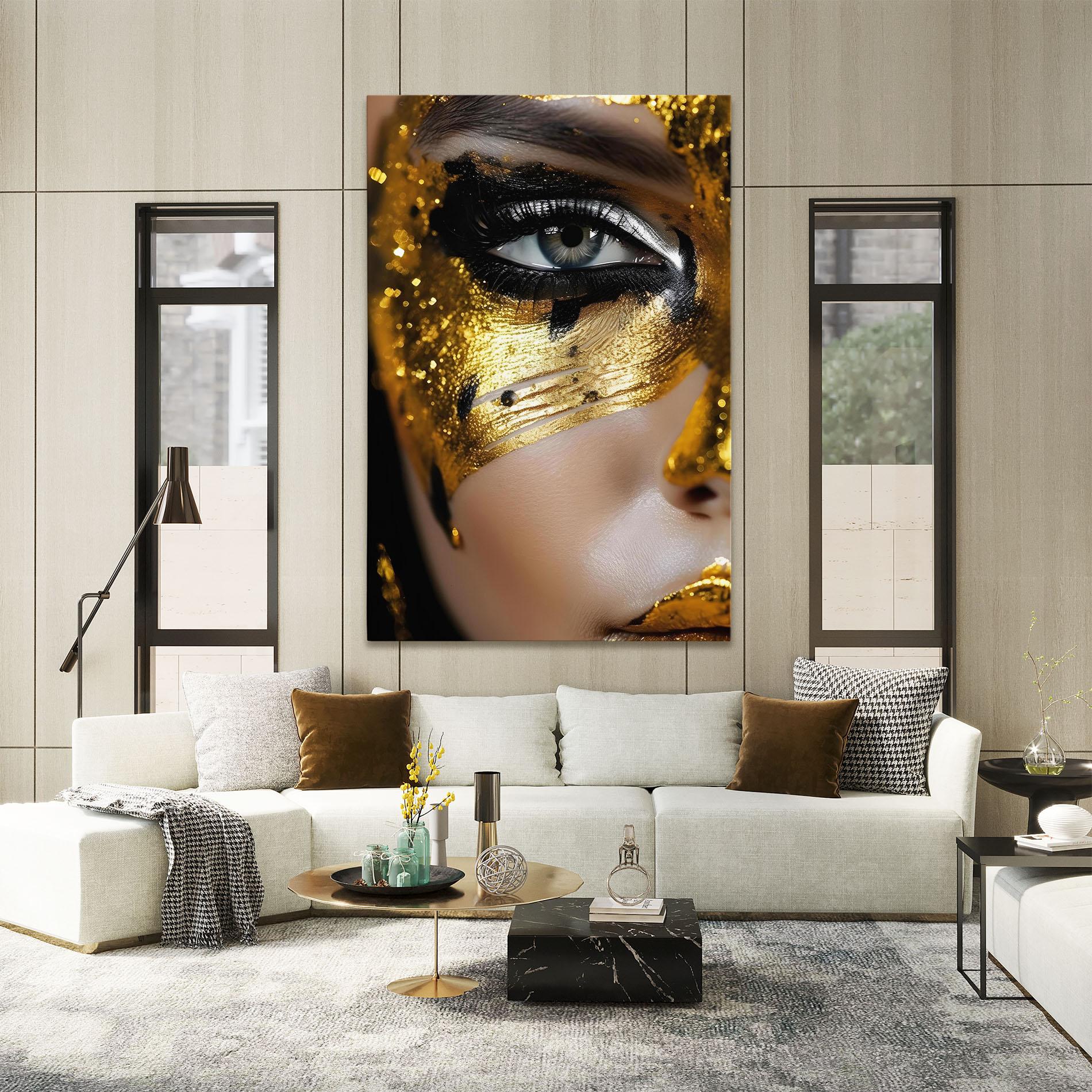 Картина на платно Black Gold Eyeliner mockup 2