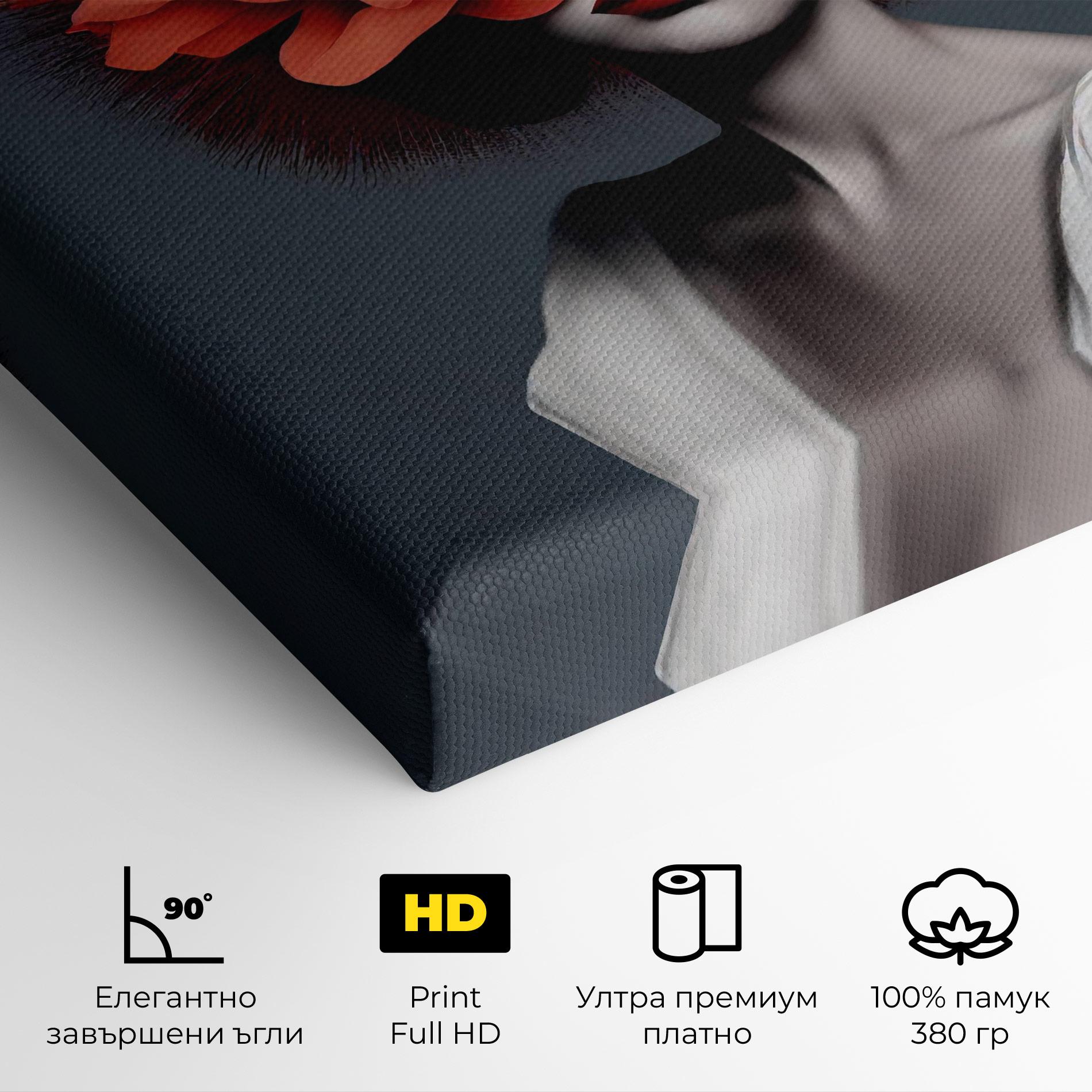 Картина на платно Red Flower Woman mockup 4