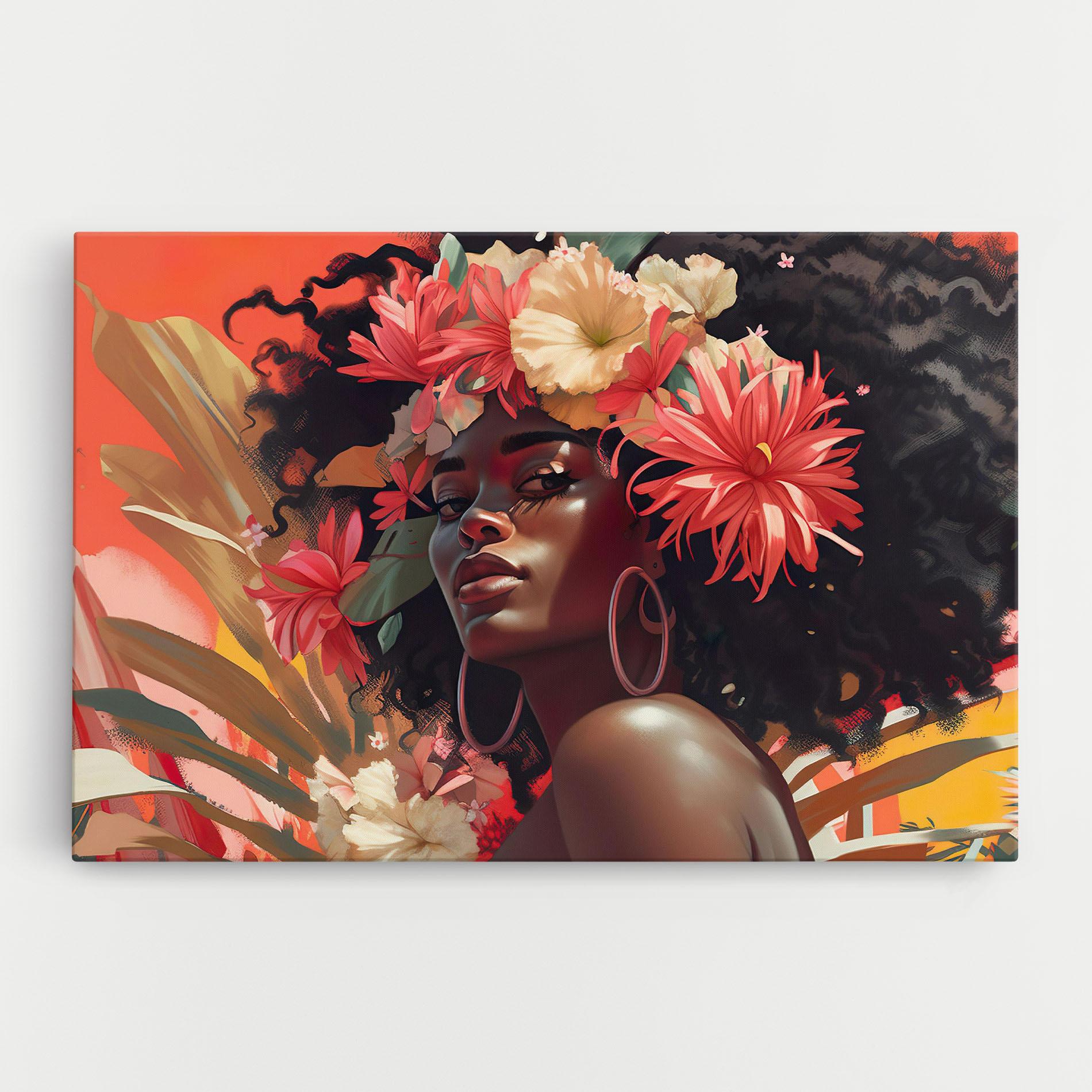 Картина на платно African Flower Woman mockup 0